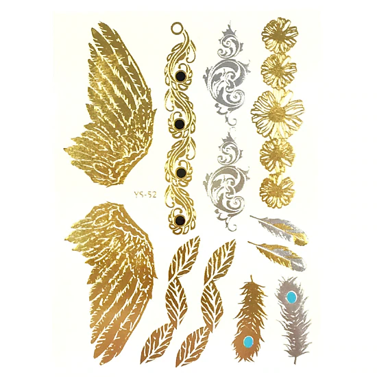 Wrapables Large Metallic Gold and Silver Temporary Tattoo Stickers ...