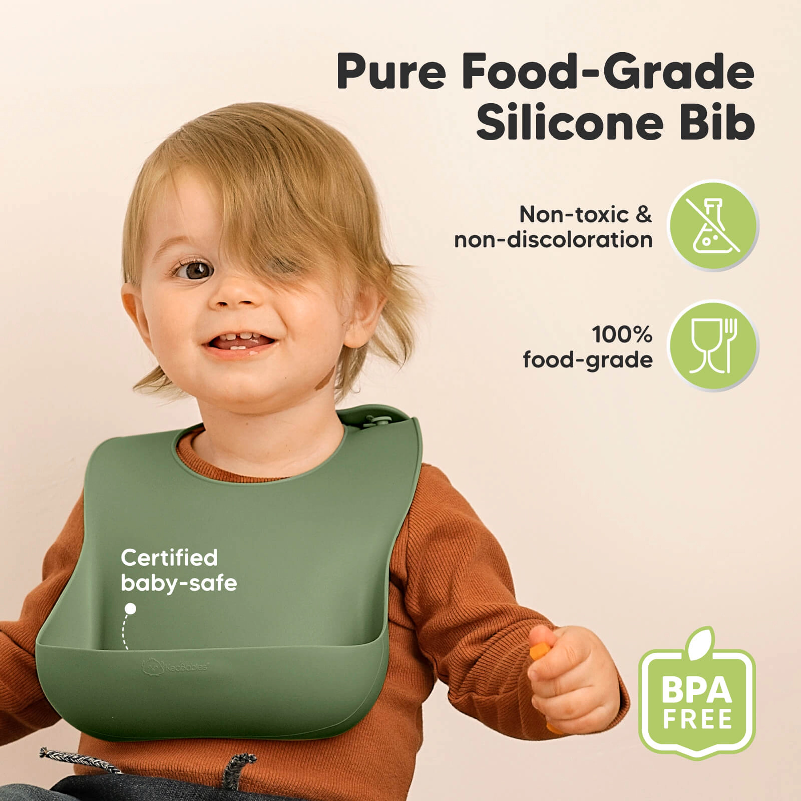 KeaBabies 2-Pack Prep Silicone Bibs for BLW Boys, Girls