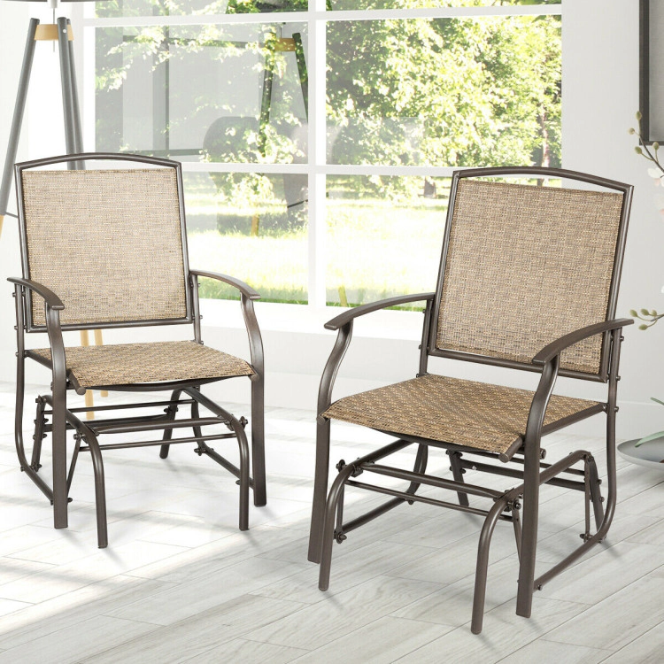 Hivvago 2 Pieces Patio Swing Single Glider Chair Rocking Seating