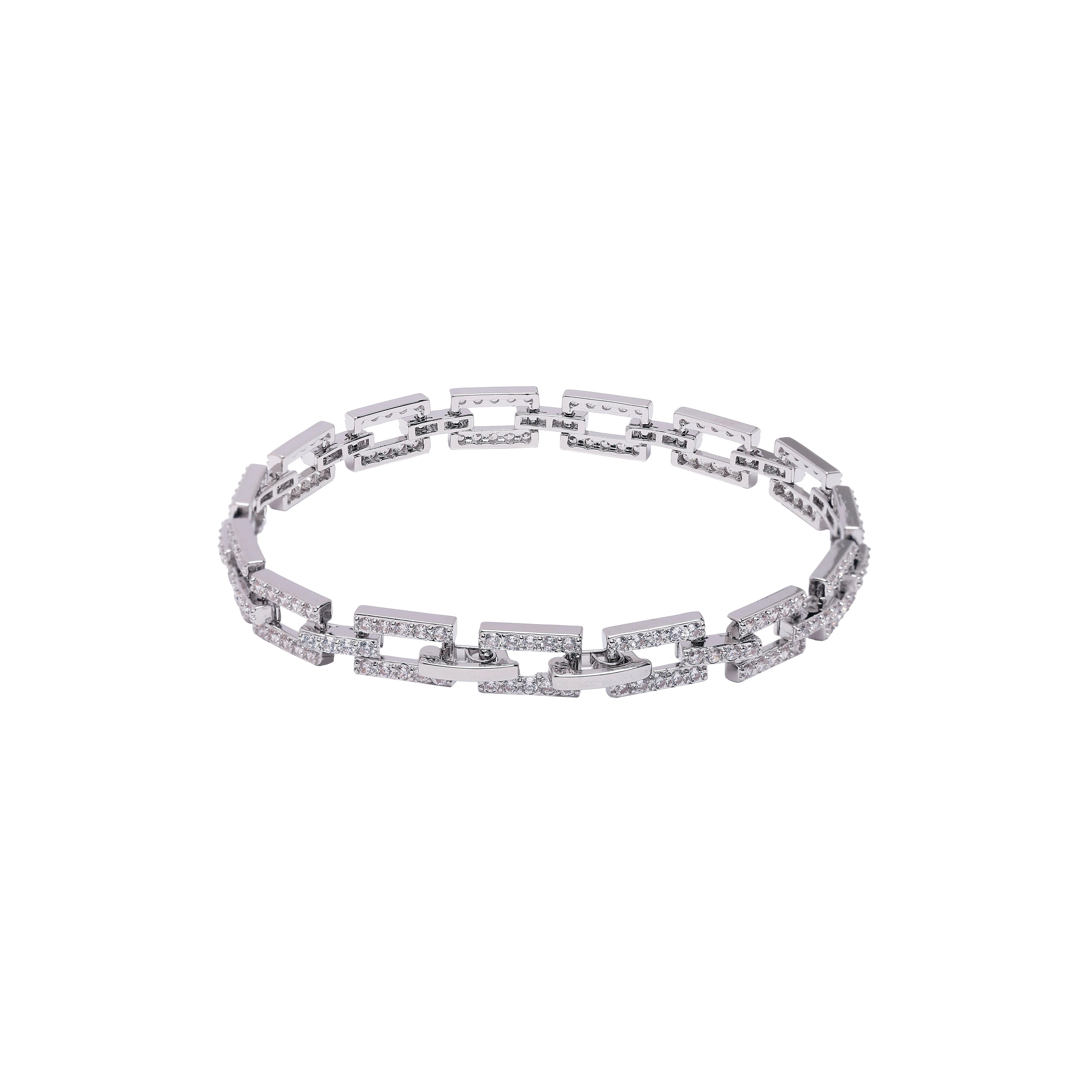 AGP PARIS Womens Diva Hollow Rectangle Chain Bracelet