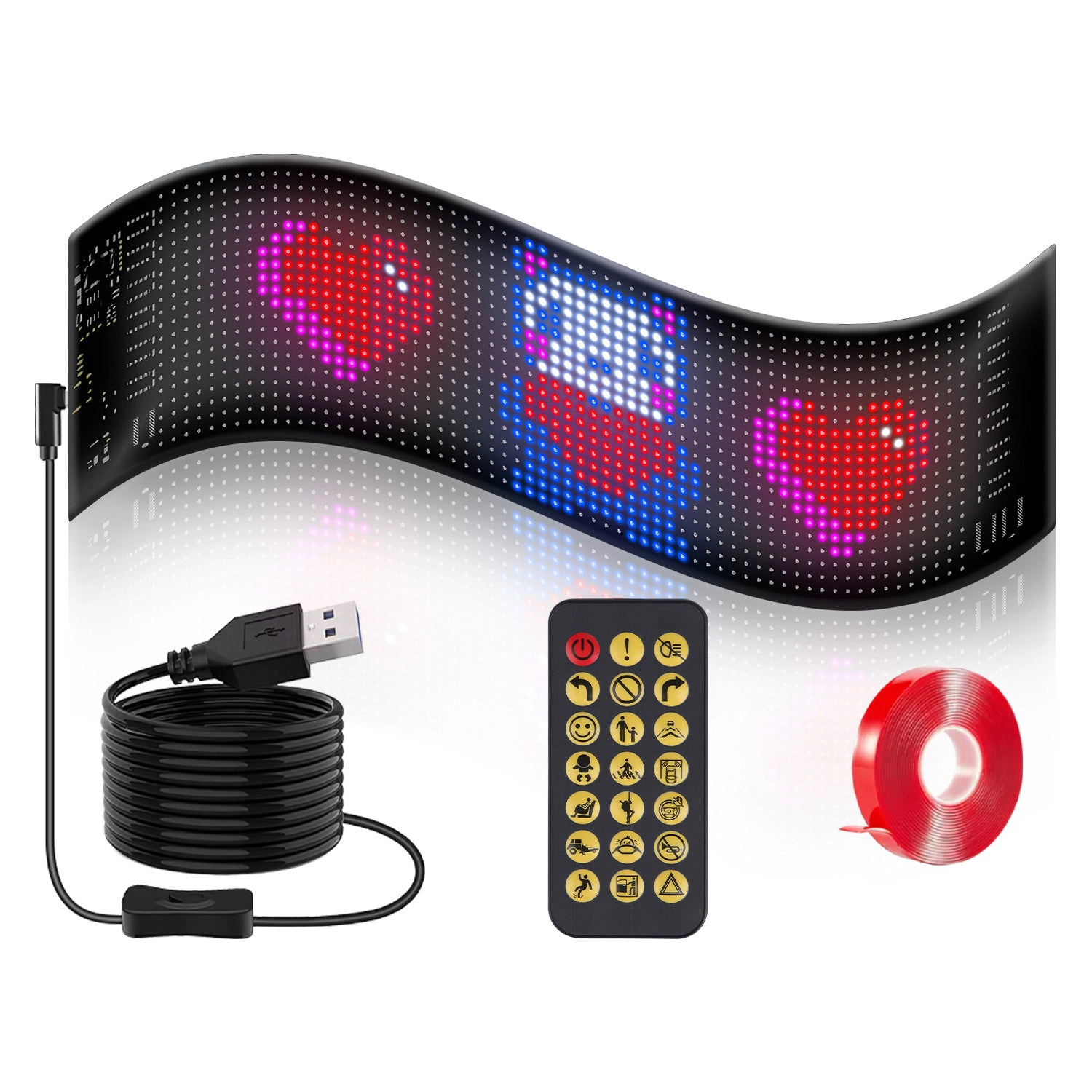 GBruno 2-Pack Programmable LED Car Matrix Sign 35 CM