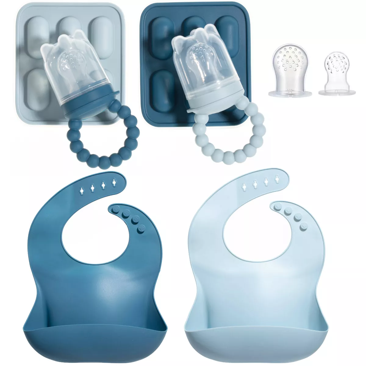 Sperric Silicone Baby Fruit Feeders & Bibs Set - First Stage Must-Haves, Easy to Clean Feeding Accessories