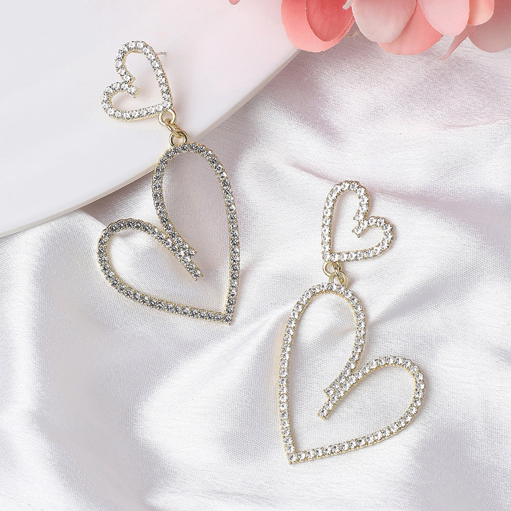 SOHI Women's Gold-Plated Heart Drop Earrings