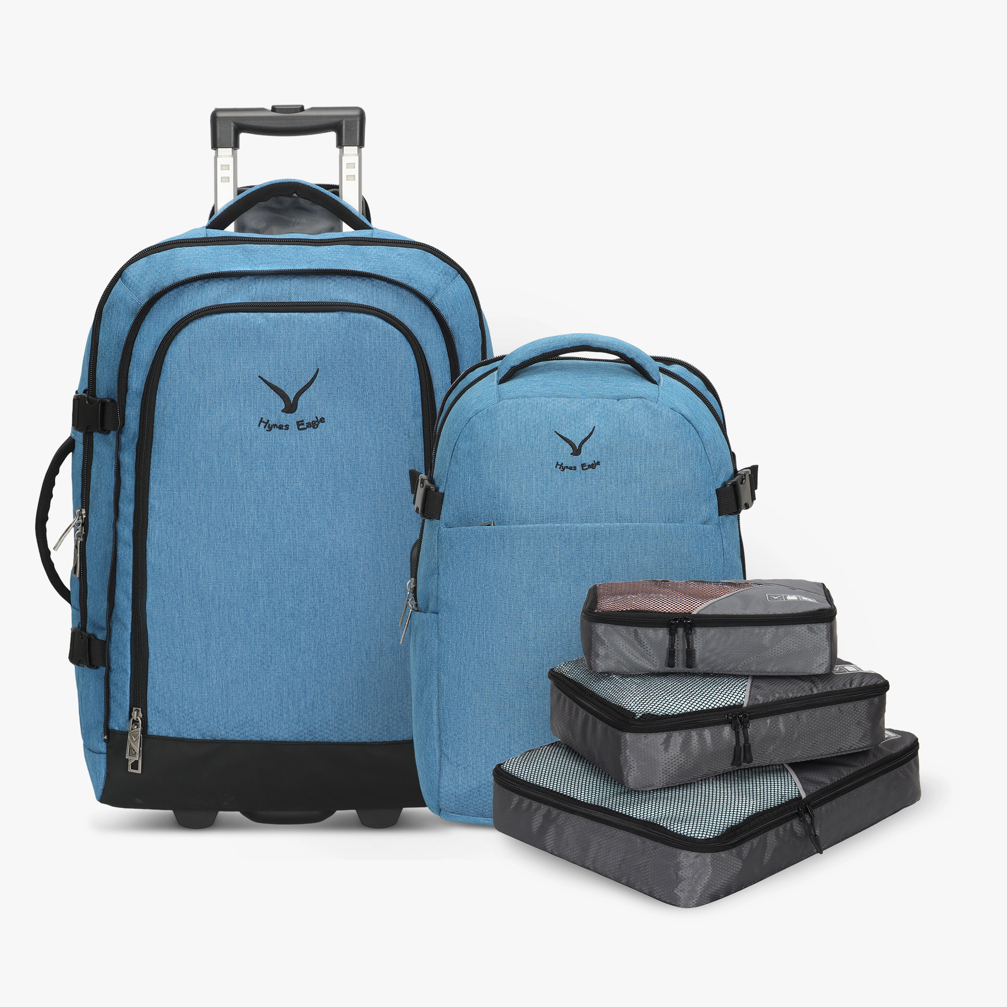 Hynes Eagle Unisex Rolling Travel Backpack Set (63L)