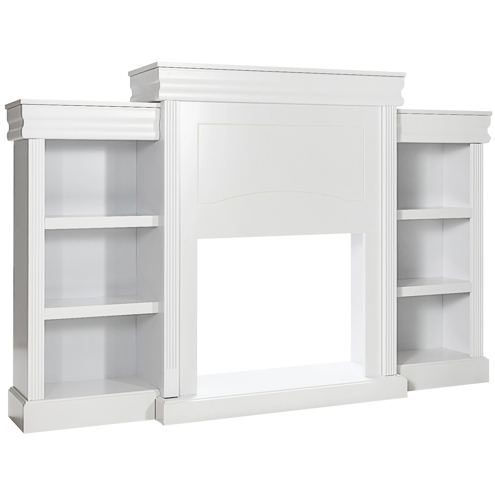 SUGIFT 70-in Modern Fireplace Media Entertainment Center TV Stand Bookcase 44-lb Tabletop Capacity 22-lb Shelf Capacity
