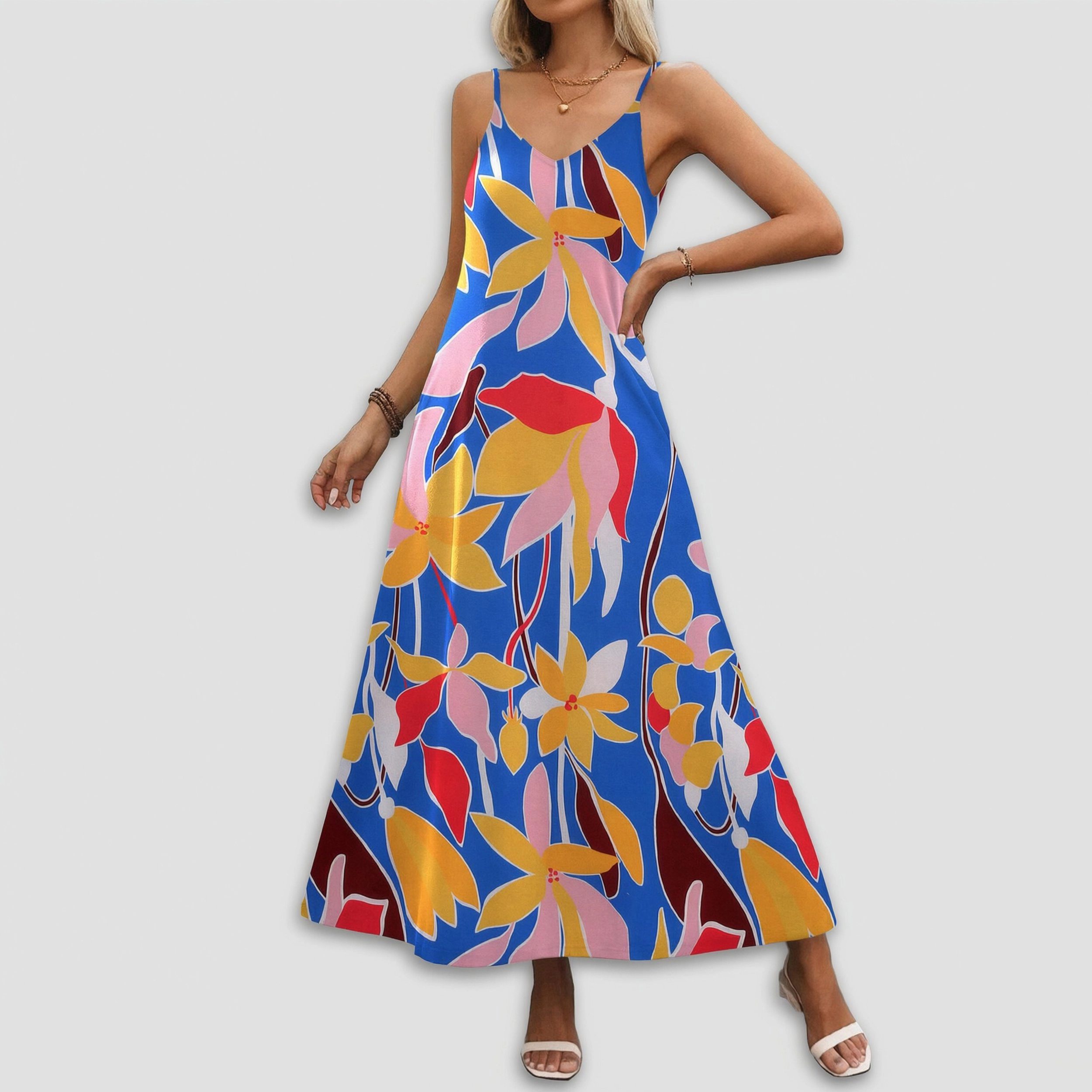 Zeagoo Women's V Neck Sleeveless Maxi Dress