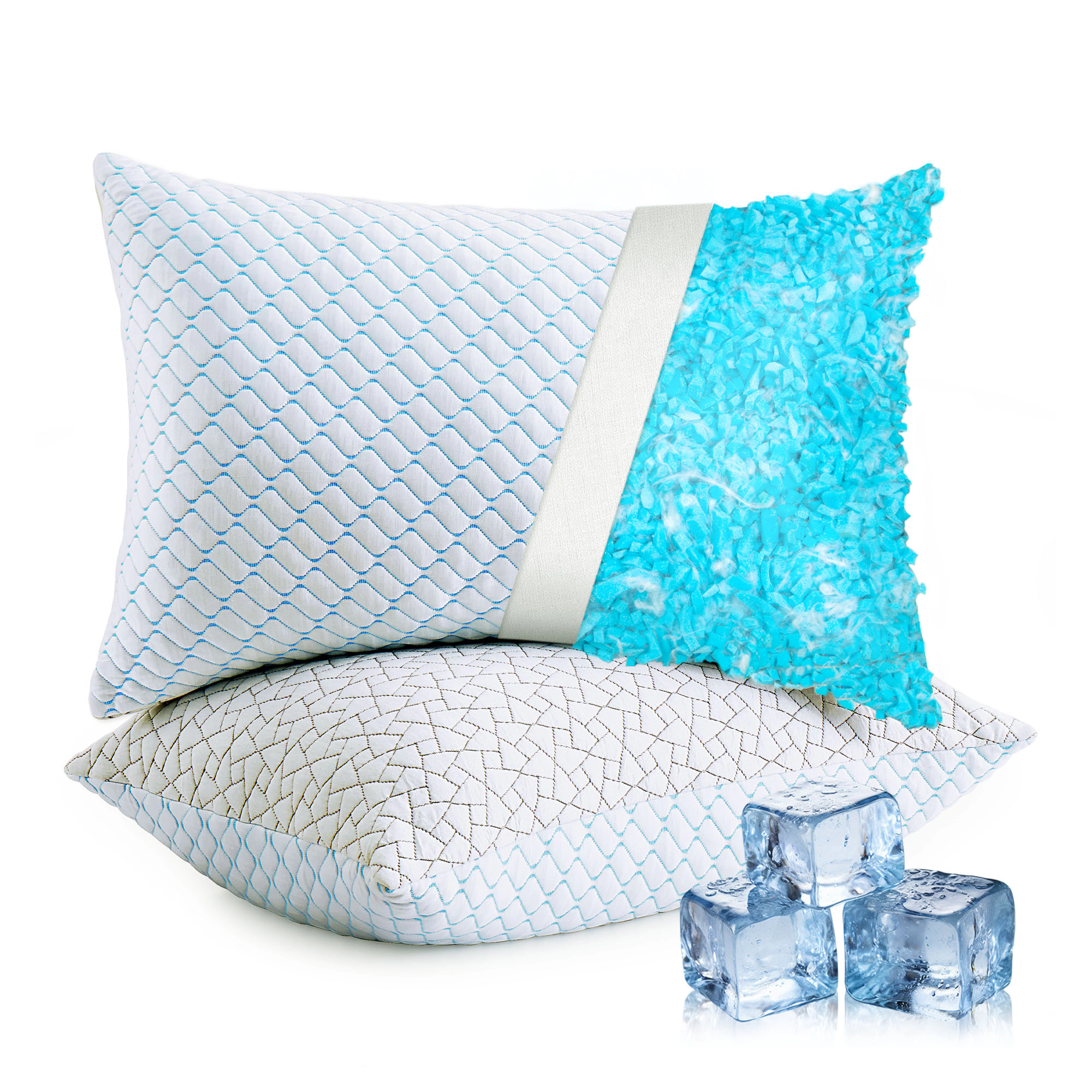 Unikome Adjustable Cooling Pillow with Ice Silk Cover, Shredded Memory Foam Sleep Pillow