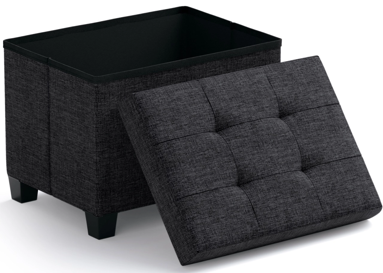 Ornavo Home Small Rectangle Storage Ottoman Foot Stool with Legs - 16" x 12"