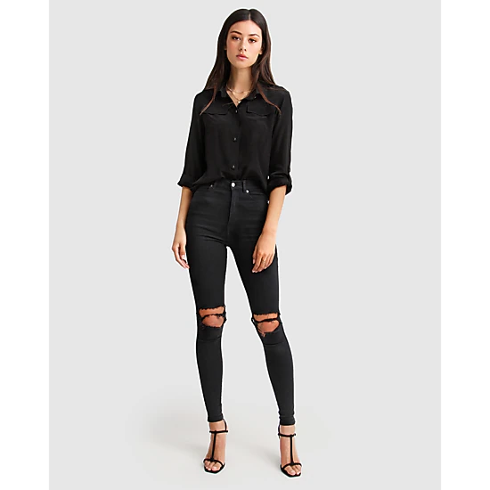 Belle & Bloom Womens Eclipse Rolled Sleeve Blouse
