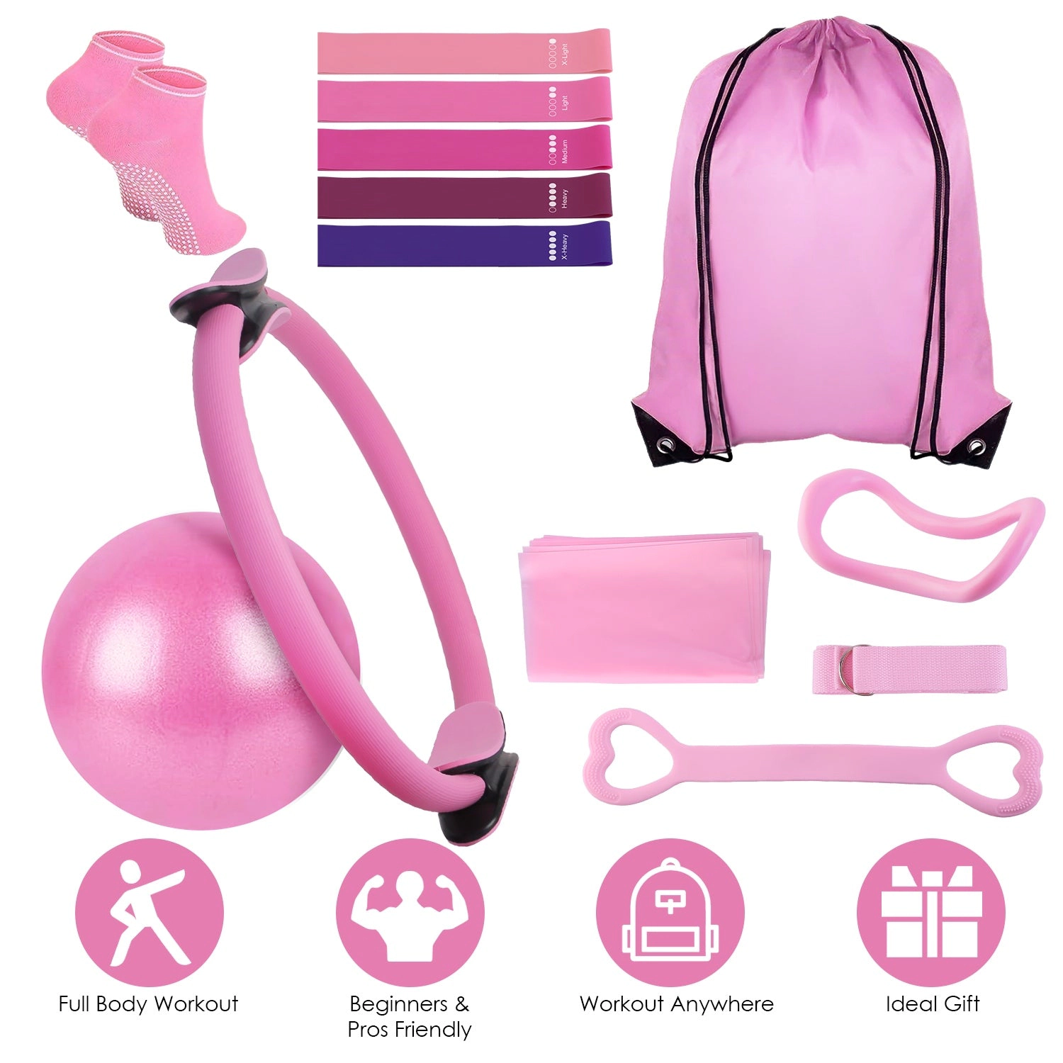 GBruno 14-Piece Pilates Ring Essentials Kit
