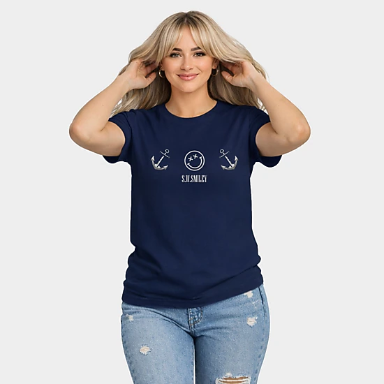 Simply Sage Market - Women's Short Sleeve Graphic T-Shirt - S.W.Smiley Anchor Row