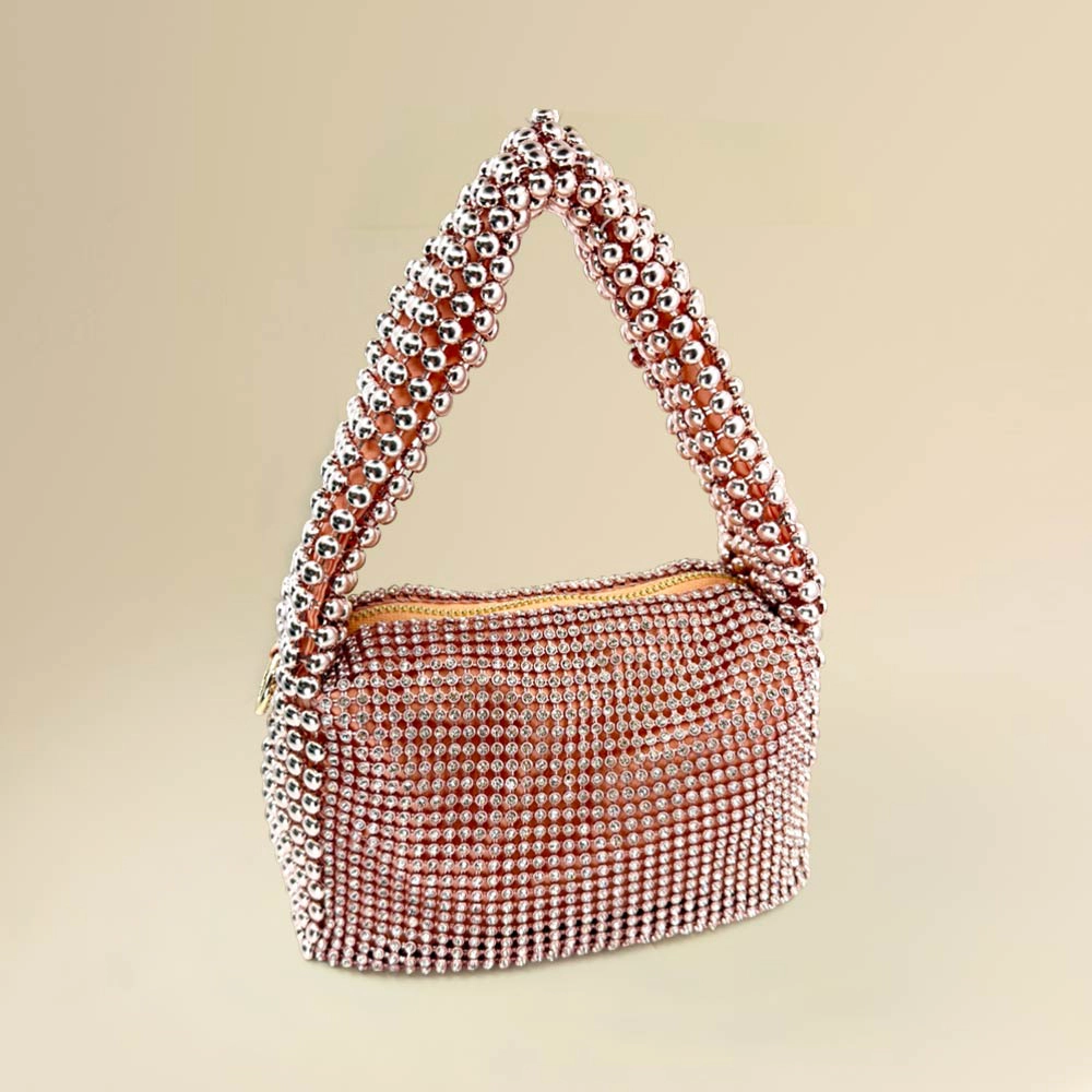 FASHNZFAB Rhinestone Bling Studded Mini Shoulder Crossbody Bag