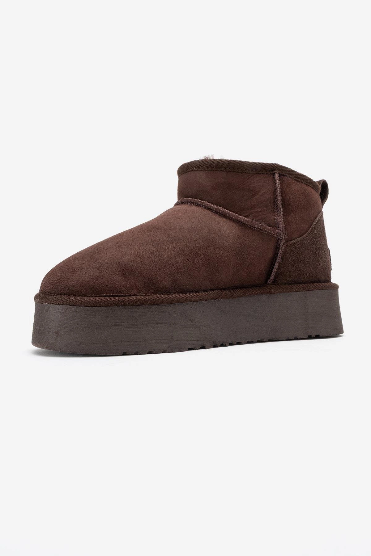 Forever & Always Womens Havana Leather Platform Ankle Boots