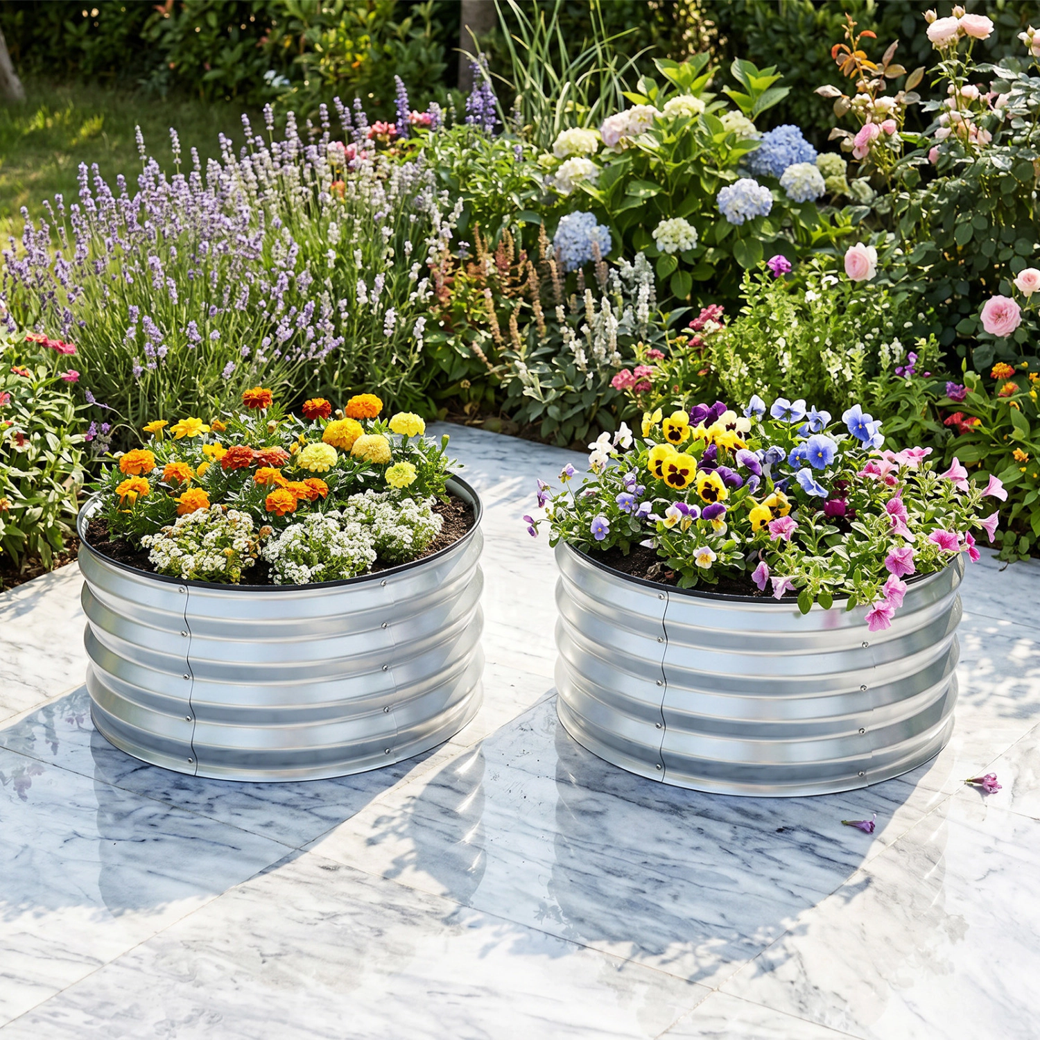 LJG 2 Pack Galvanized Raised Garden Bed Kit with Open-Ended Base