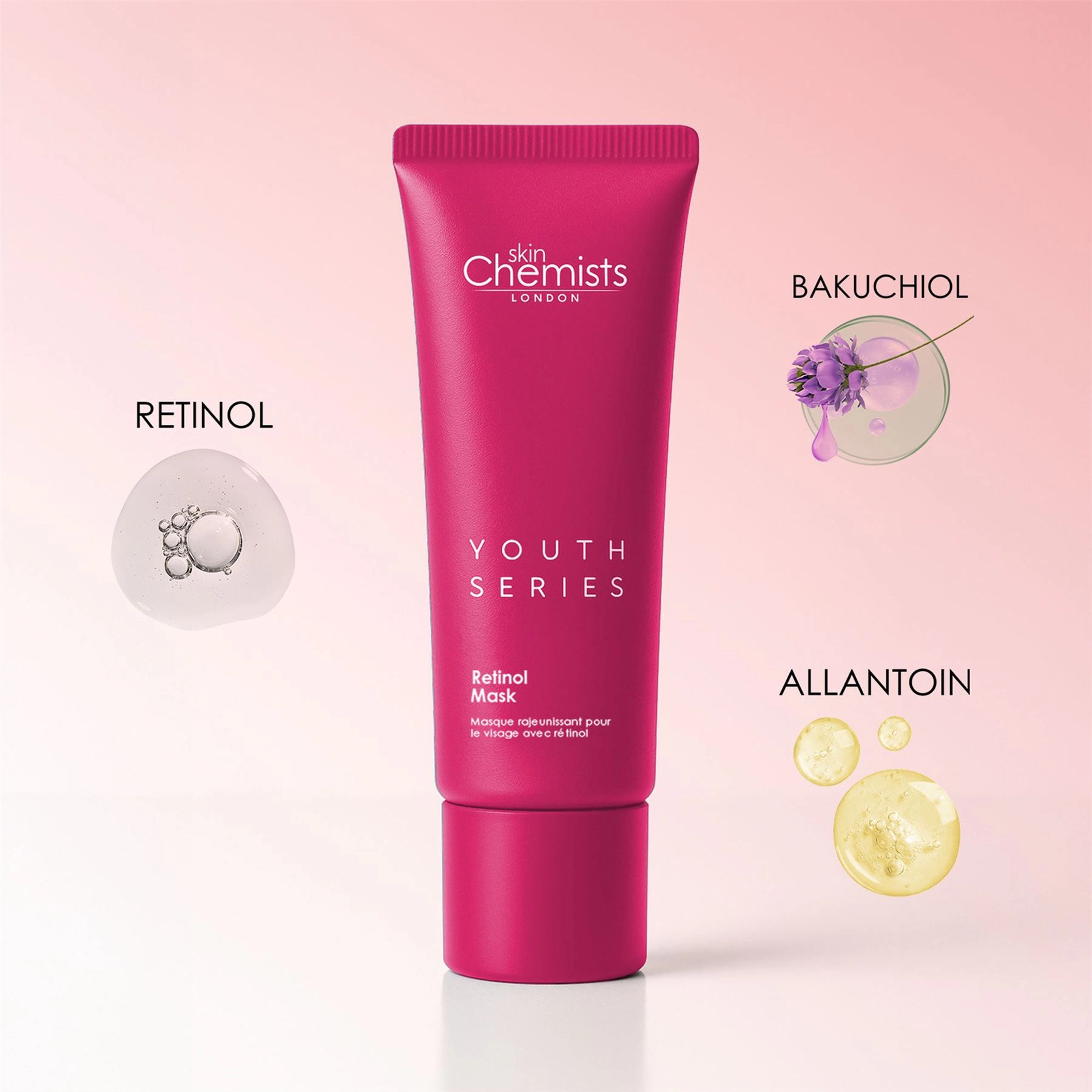 skinChemists Youth Series Retinol & Bakuchiol Mask 50ml - Firming Anti-Aging Treatment for Fine Lines & Wrinkles