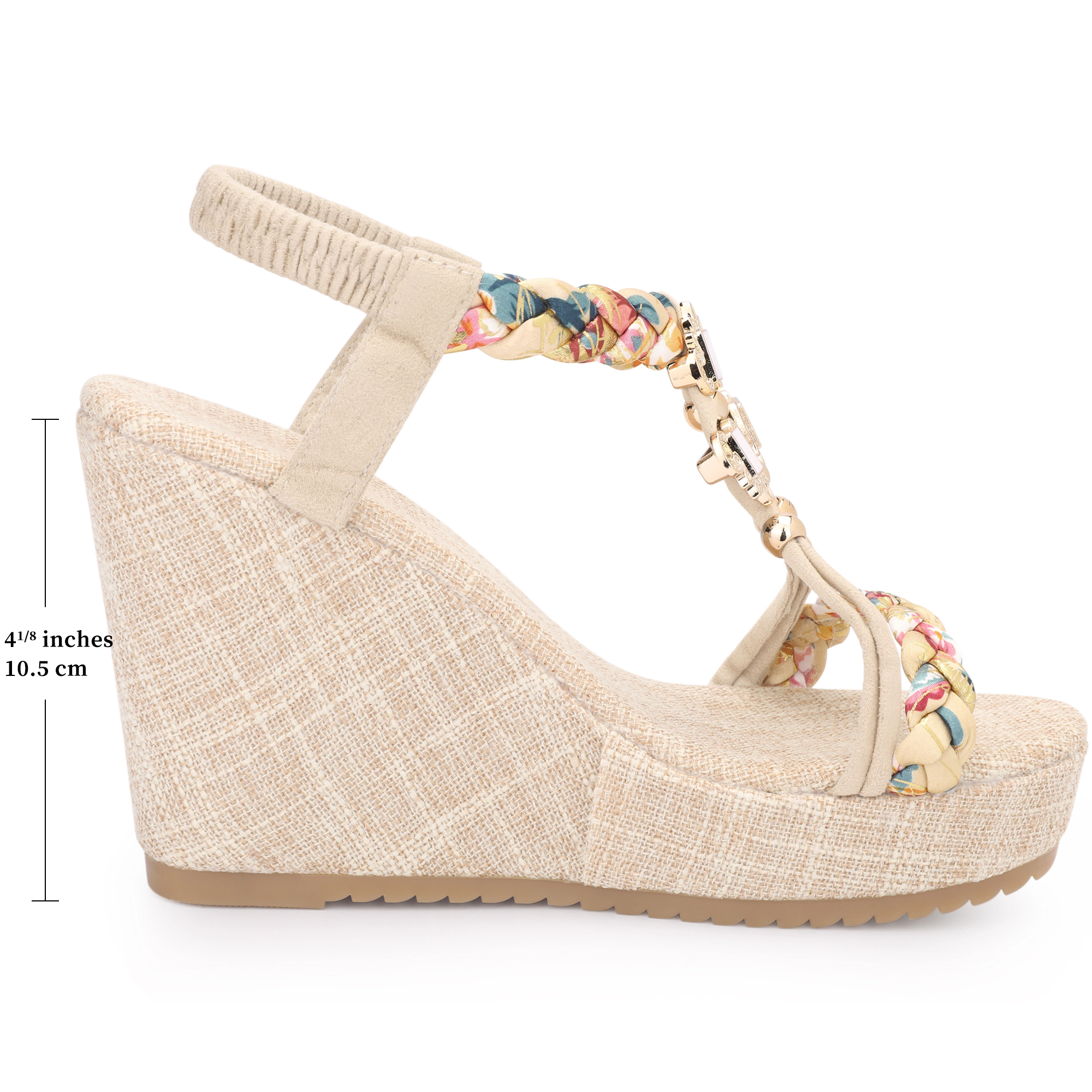 BLISSFUL STEP Women's Bohemia Pull on Platform Wedge Heel Sandals