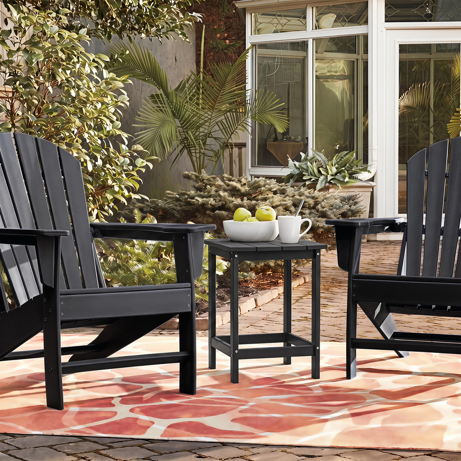 Hivvago 2-Pieces 18 Inches Adirondack Outdoor Side Table For Patio And Garden