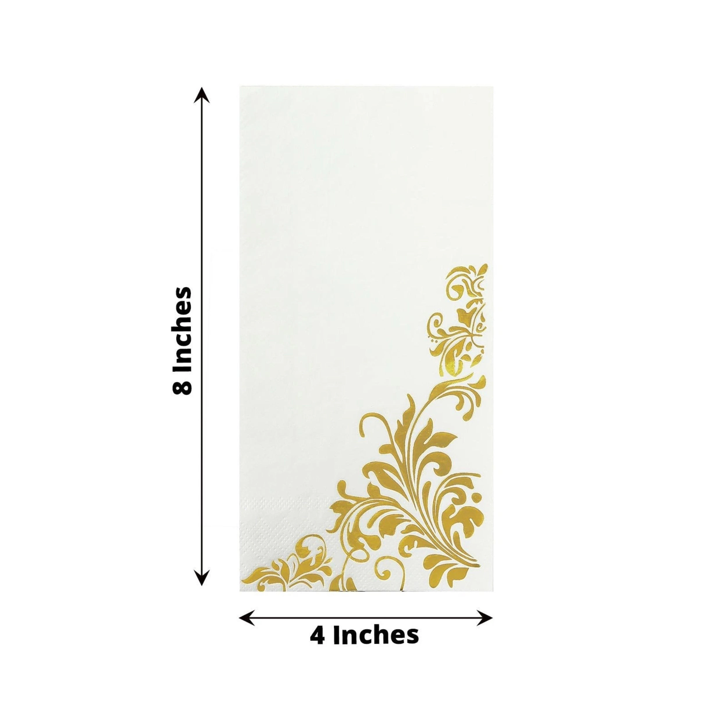 Home Collection White Gold Floral Paper Dinner Napkins Pack of 50