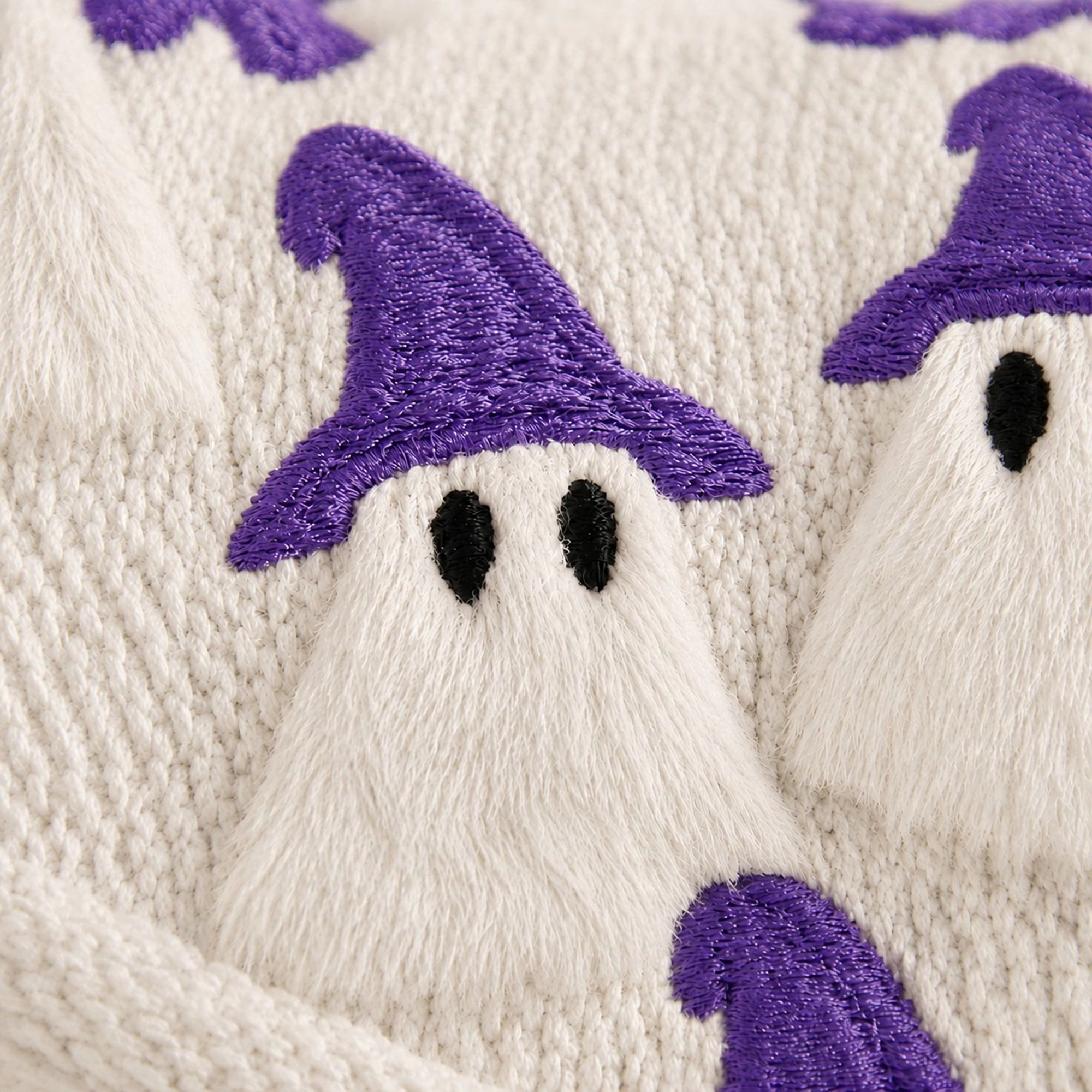 Alilang Halloween Tufted Witch Ghost Decorative Throw Pillow Cover