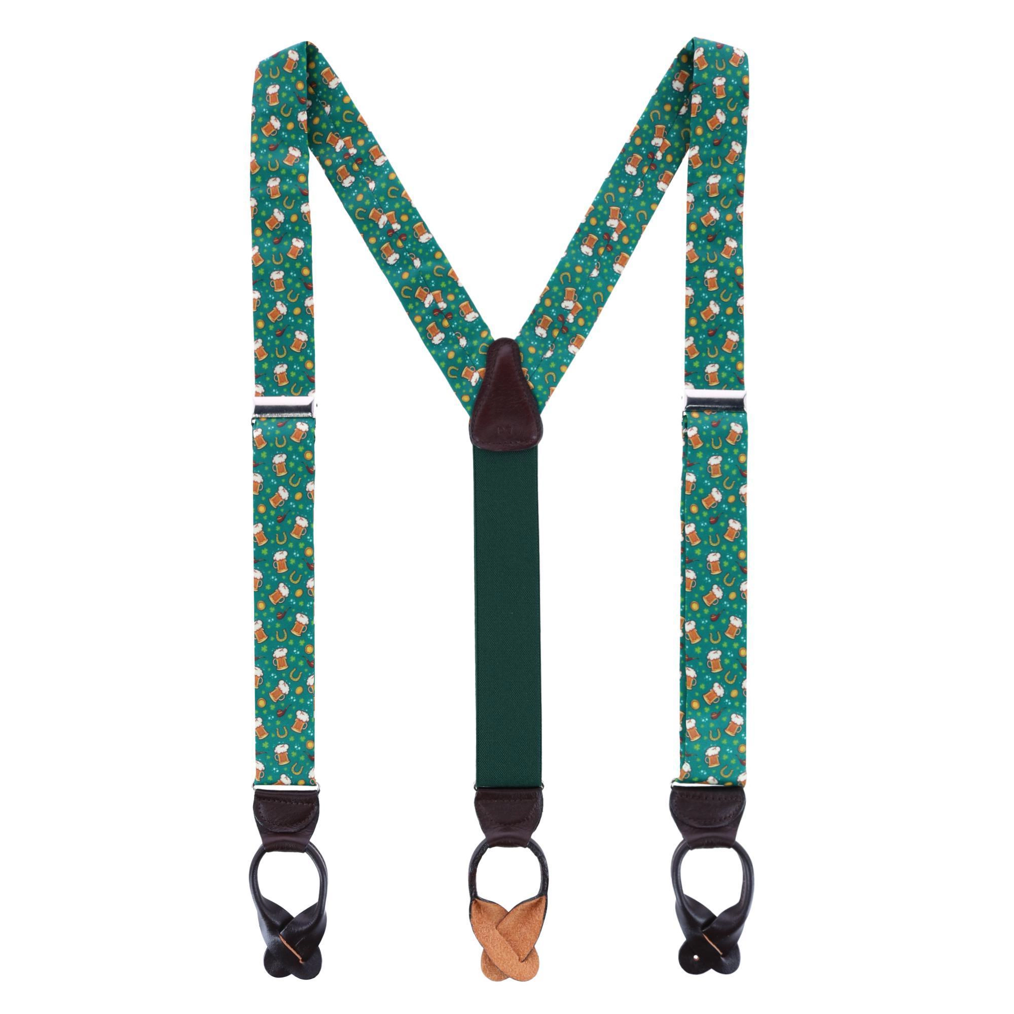 Trafalgar Men's Cheers to St. Patrick's Day Silk Button End Suspenders