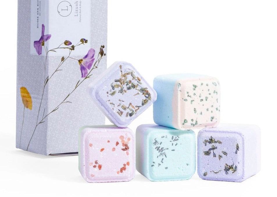 Lizush Mixed Scents Shower Steamers Gift Set - 5 Large Fizzies, Lavender Mint Grapefruit Eucalyptus
