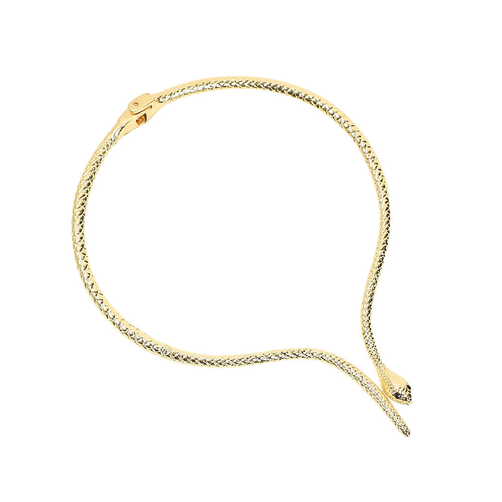 SOHI Women's Antique Gold the Serpent Torque Necklace