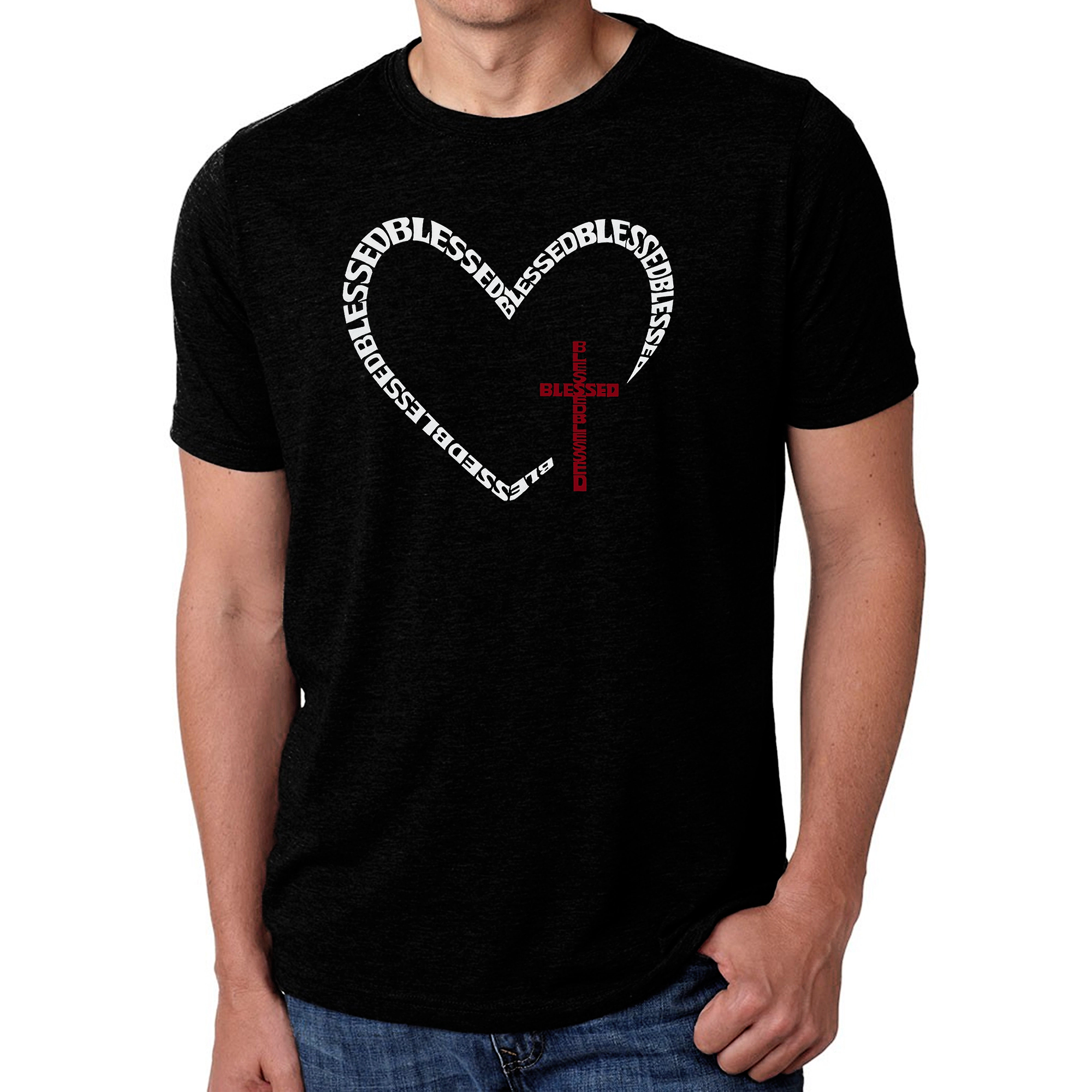 LOS ANGELES POP Art Men's Cotton-Poly Word T-Shirt - Blessed Heart