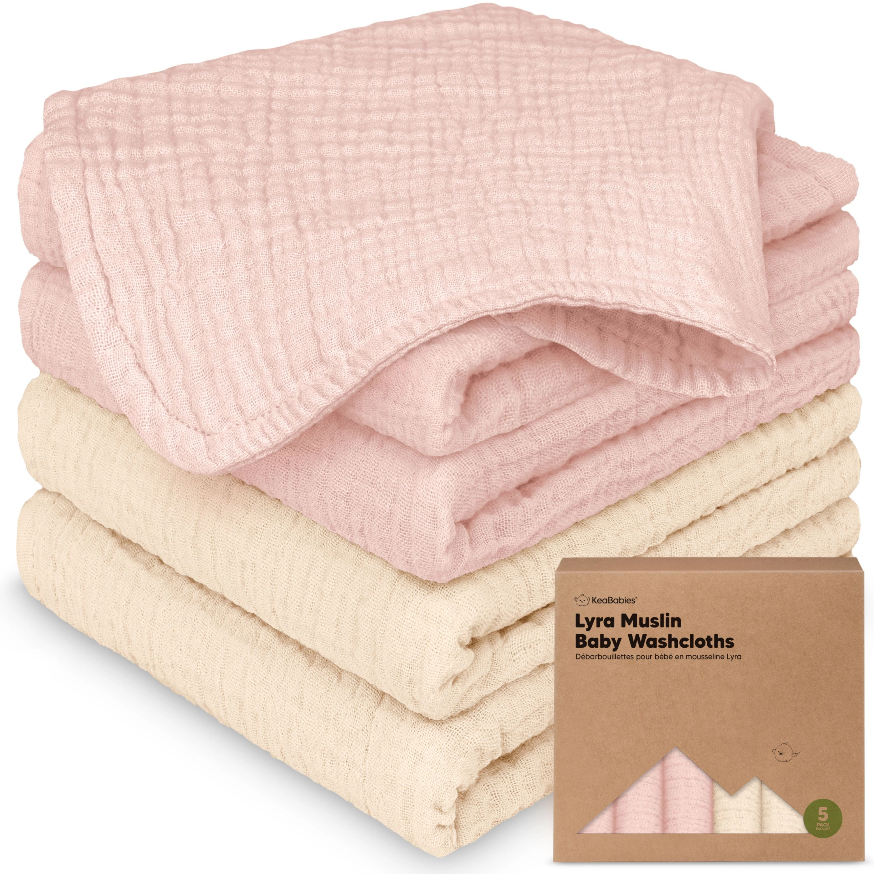 KeaBabies Lyra Muslin Baby Washcloths