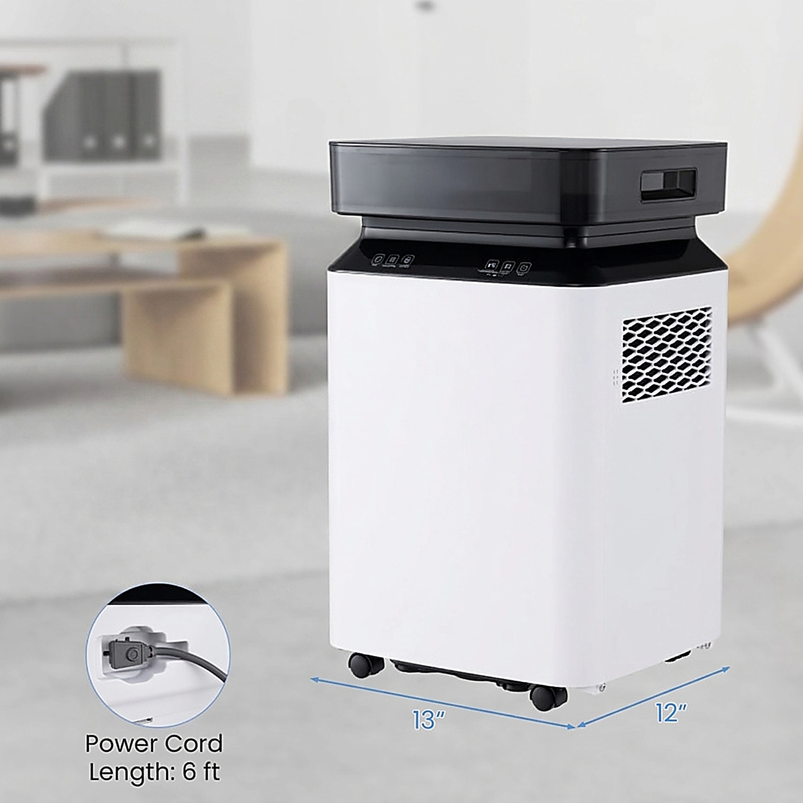 SUGIFT 70/90 Pint Dehumidifier 4500/6000-sq-ft Coverage 13-in Wide 21.5-in Tall with Continuous and Auto Mode White