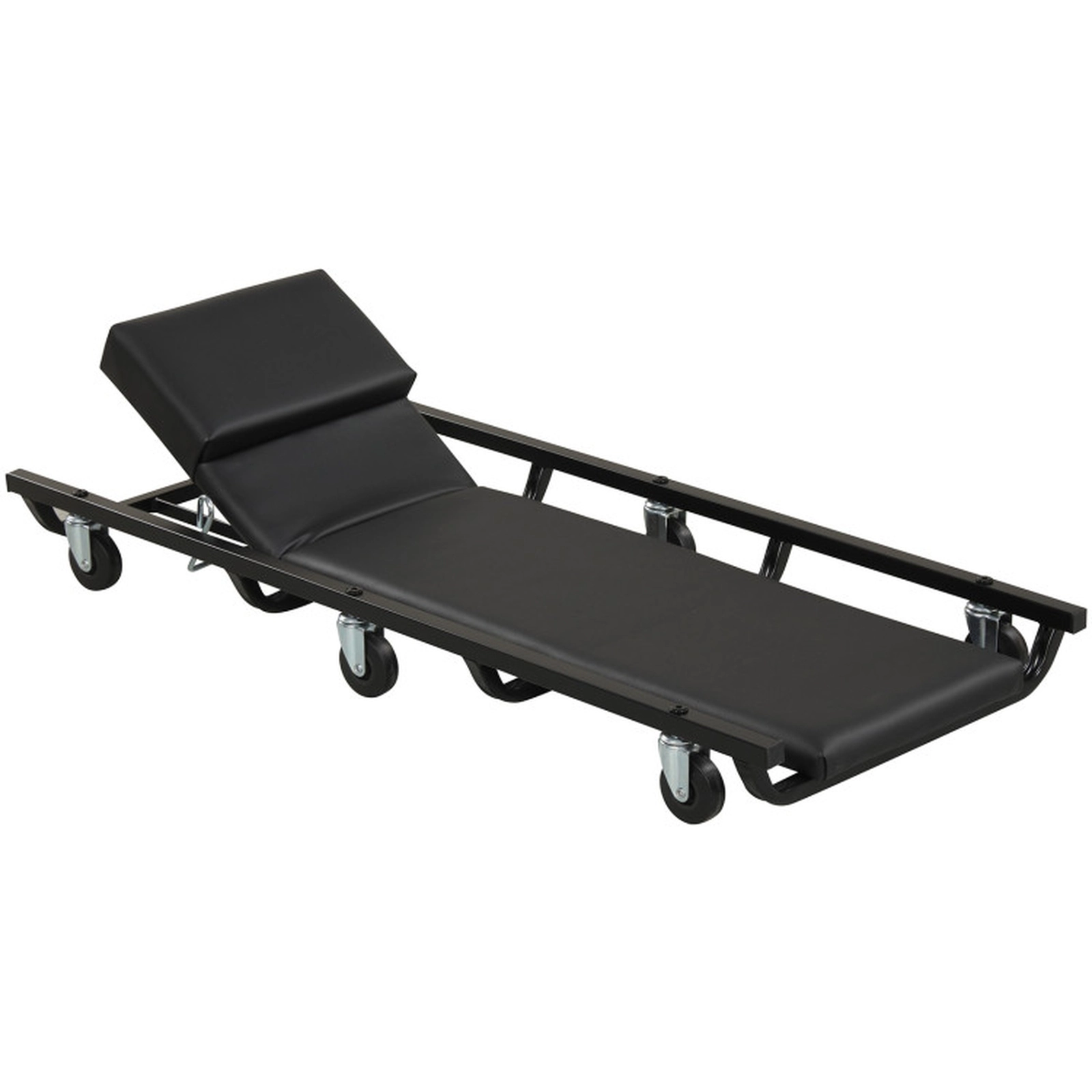 SUGIFT 4-Level Adjustable Backrest Headrest Rolling Mechanic Creeper 40-in x 17-in 250-lb Capacity 6 Casters Black