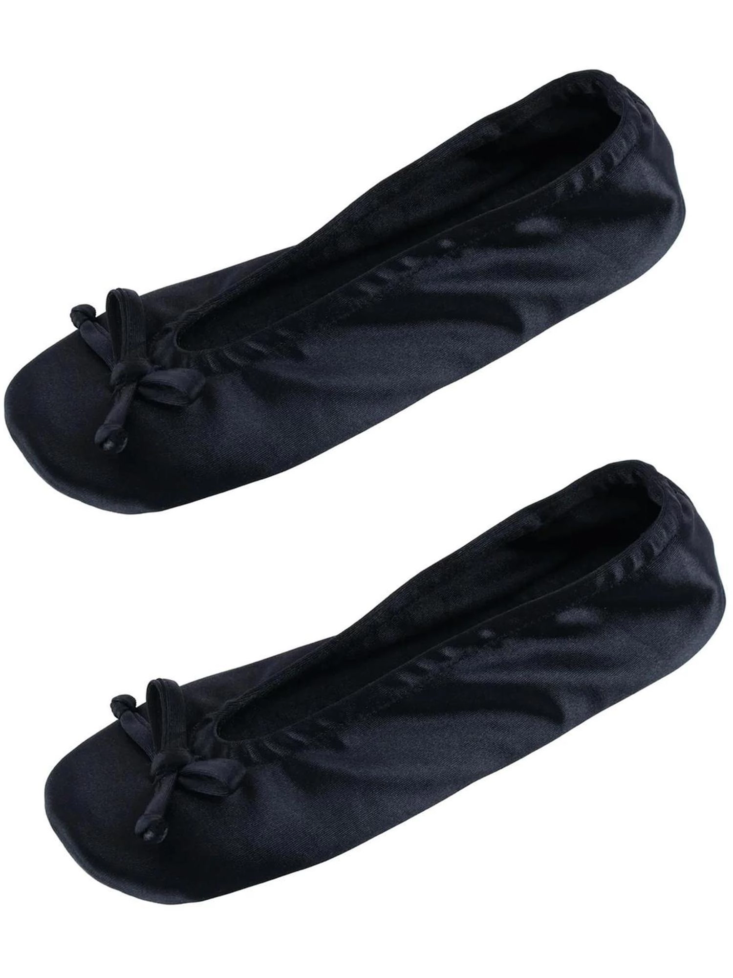 CTM Women's Satin Ballerina Slipper House Shoe (Pack of 2)