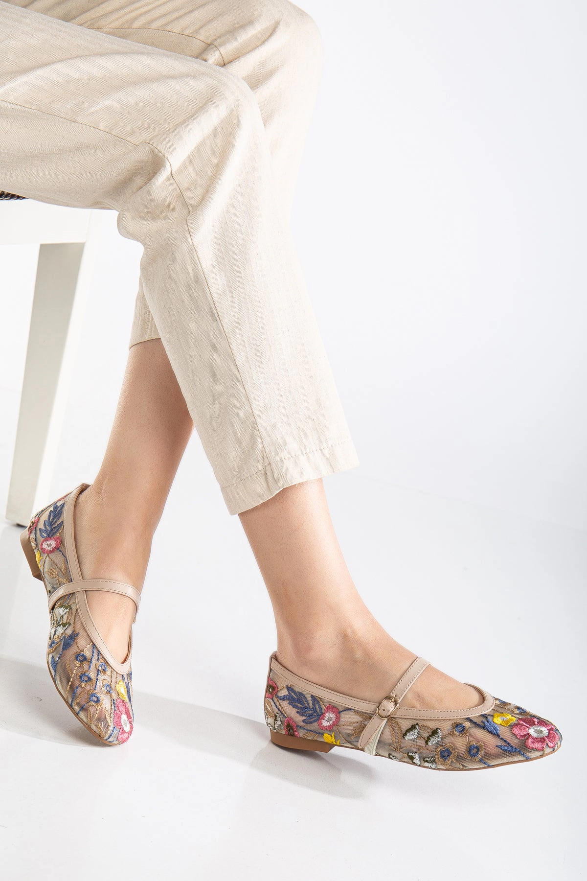 Prologue Shoes Womens Fauna Mesh Mary Jane Flats
