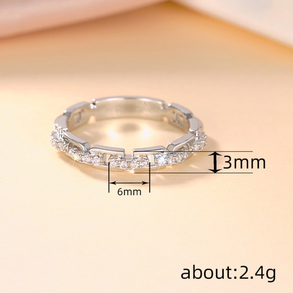Wardrobe Whimsy Chain Link Band Ring Paved with Cubic Zirconia for Women