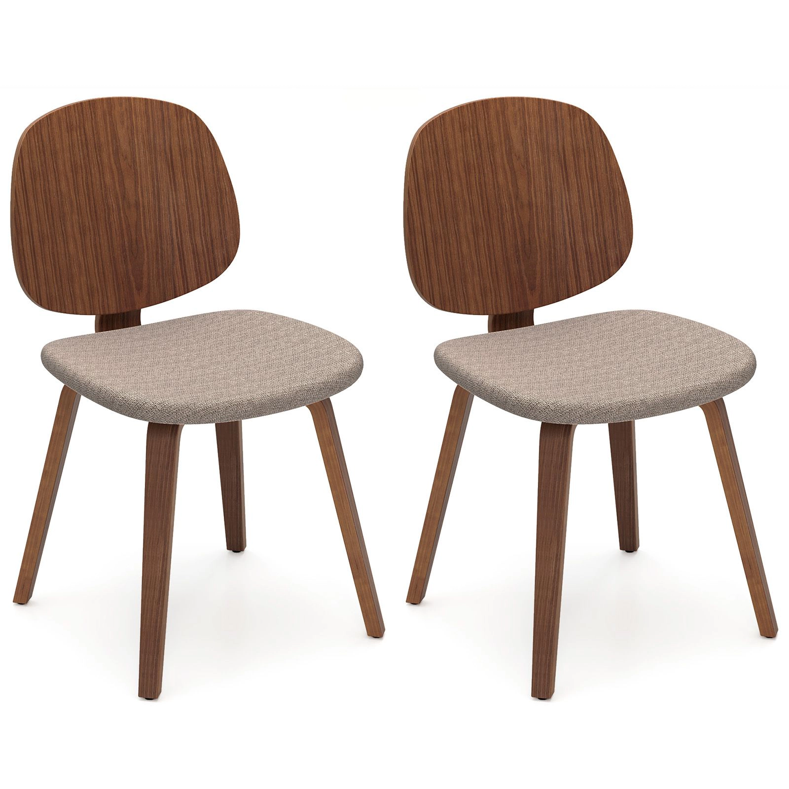 SlickBlue Mid Century Dining Chairs Walnut Frame Chenille Set of 2