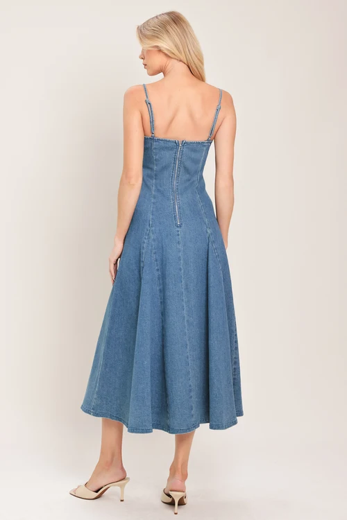 Truedames Women Indigo Whisper Denim Midi Dress