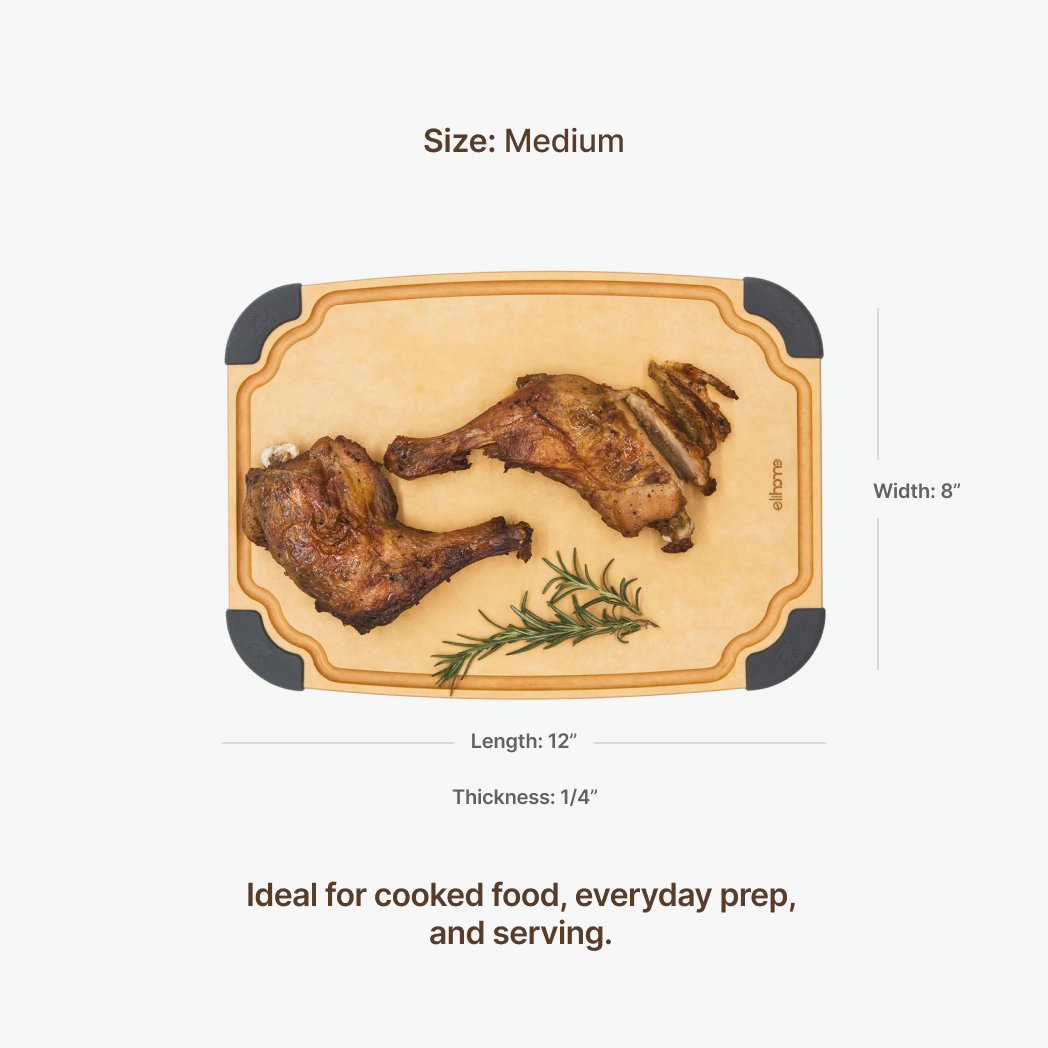 Elihome Essential Series Cutting Board - Eco-Friendly Fiberwood, Non-Slip, Heat-Resistant, Reversible