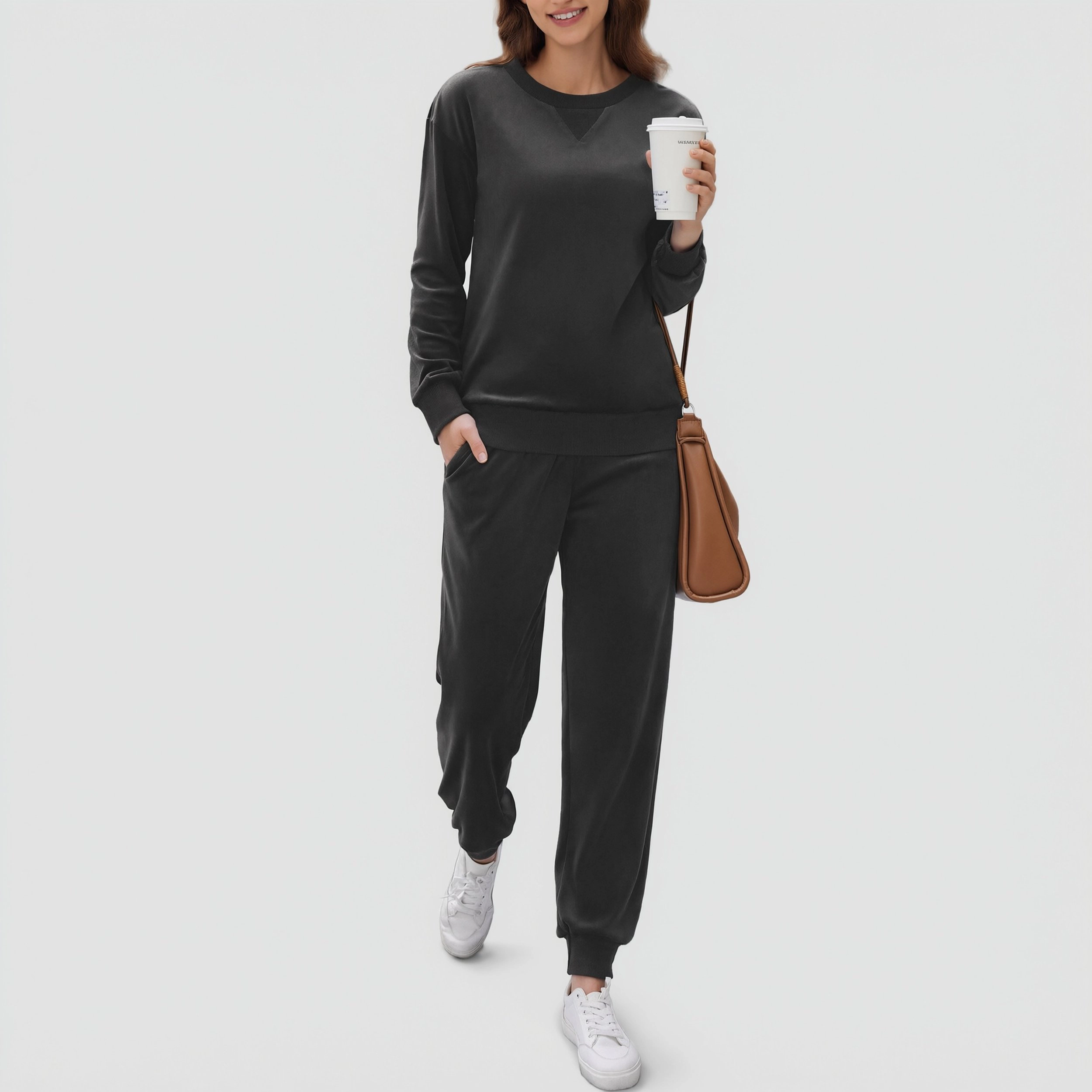 Ekouaer Womens Velvet Pajamas Sets Long Sleeve Leopard Jogger Two Piece Velour Sleepwear