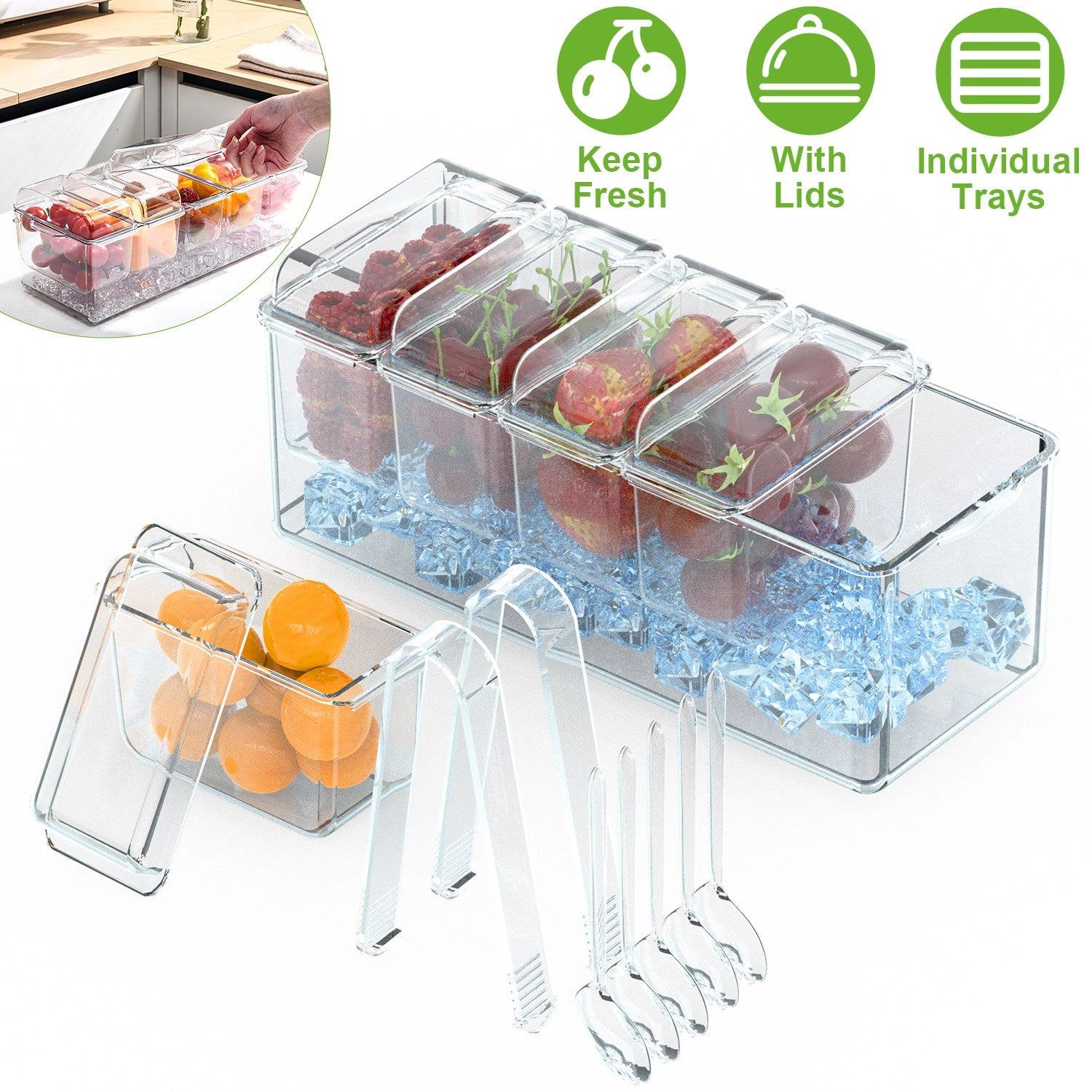 GBruno Ice Chilled Condiment Caddy With 5 Containers