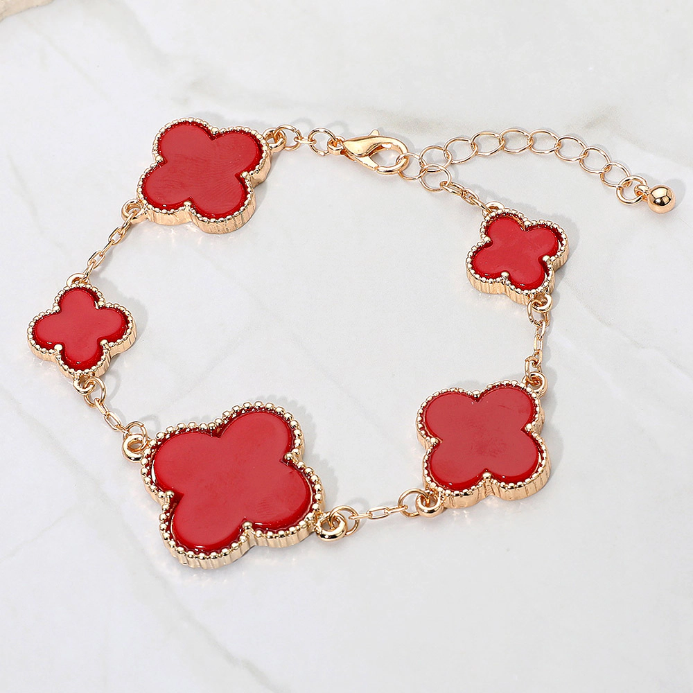 FASHNZFAB Five Quatrefoil Charm Link Chain Bracelet