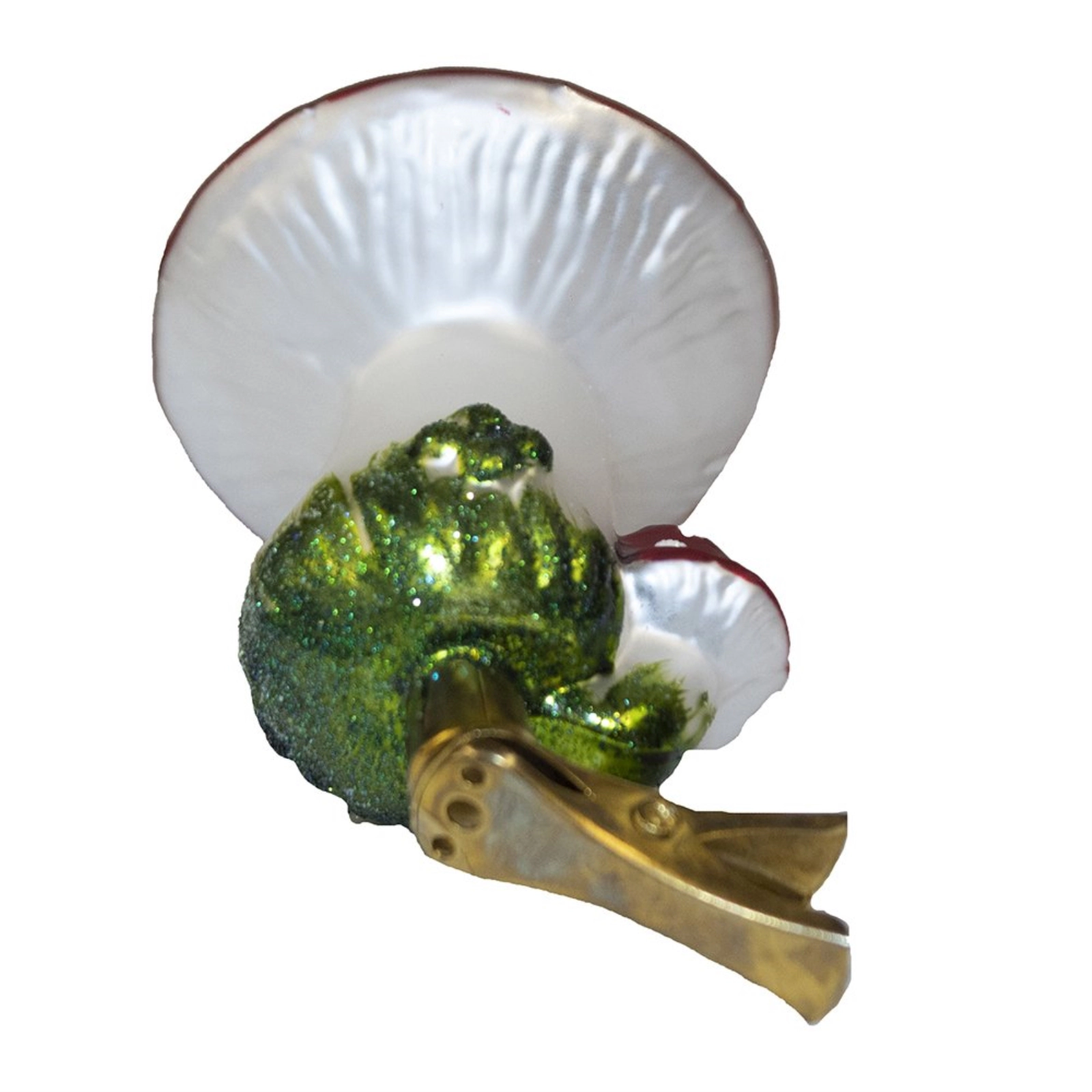 Kurt Adler Red Toadstool Mushroom Clip-On Glass Christmas Tree Ornaments 2-Piece Set 4 inch