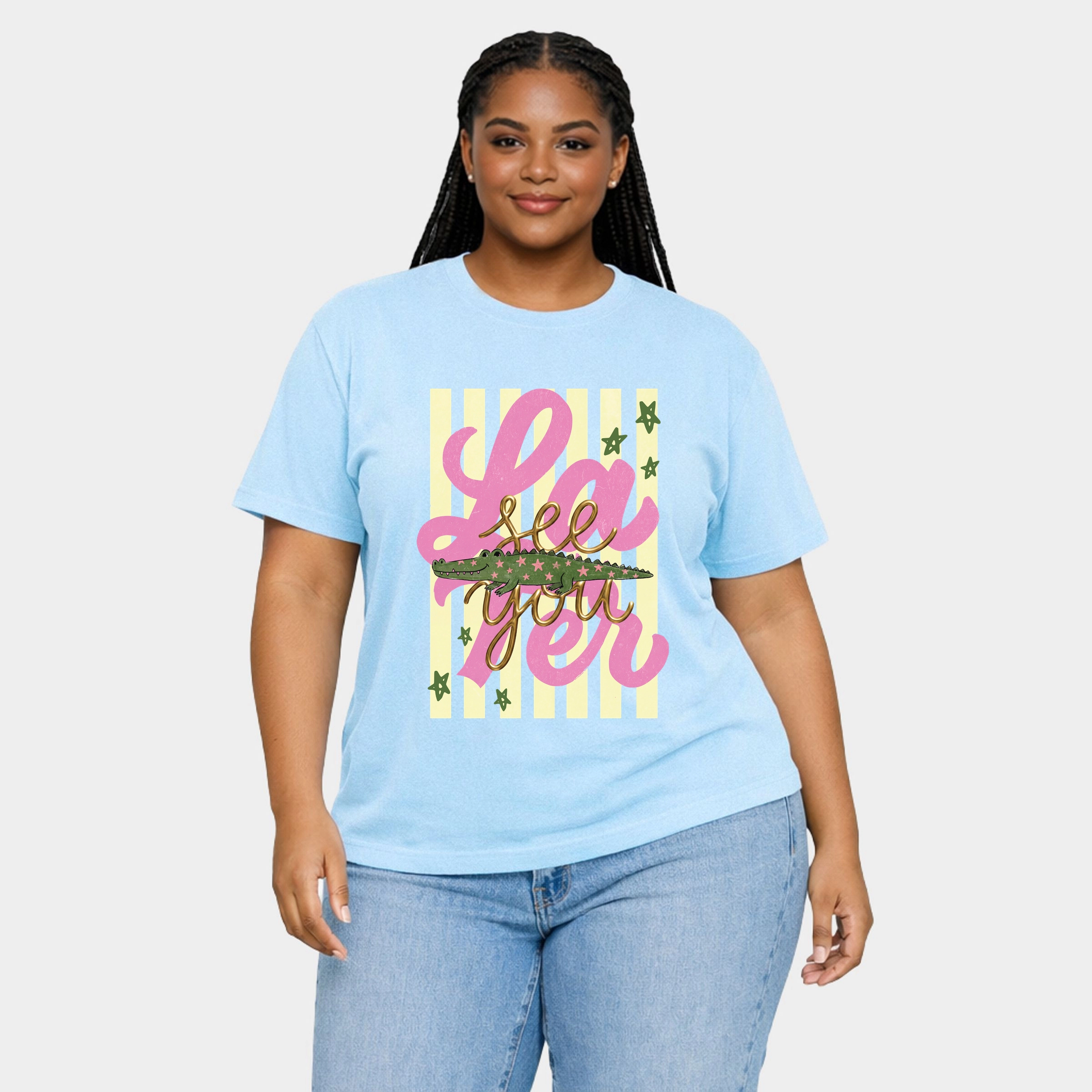 Simply Sage Market - See You Later Alligator Women's Plus Sized Garment Dyed Graphic T-Shirt