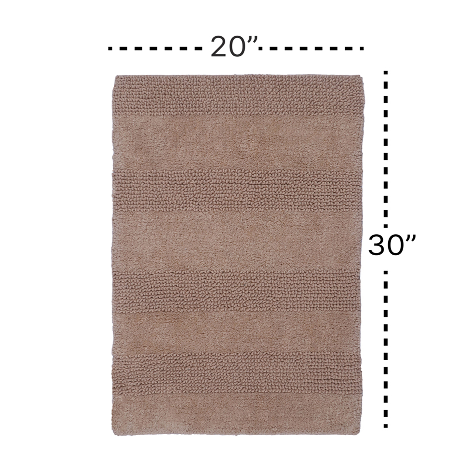 Knightsbridge Stylish And Comfortable All Season Traditional Wide Cut Design Cotton Bath Rug 20" X 30" Stone