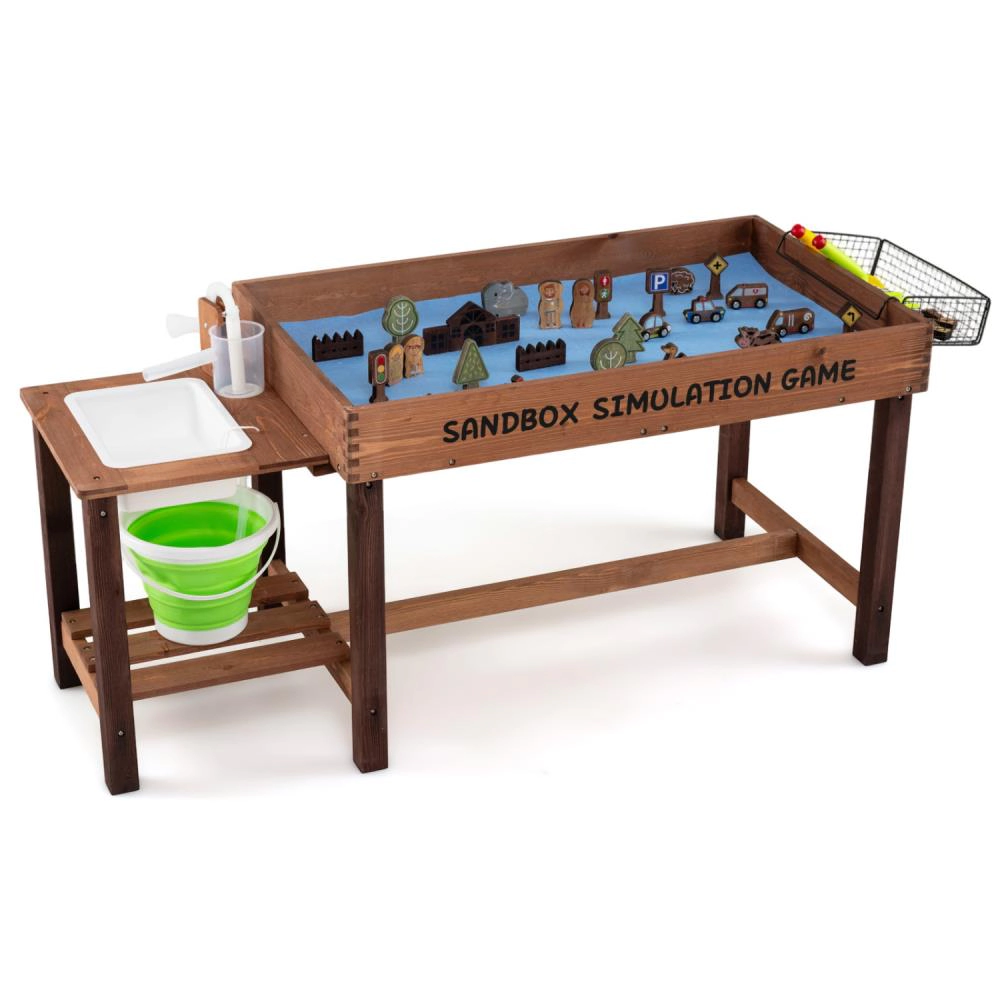 Hivvago Sensory Table with Water Pump & Sink and 33 Sand Toys for Toddlers