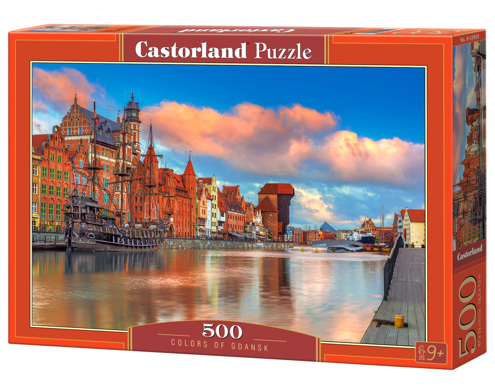 CASTORLAND 500 Piece Jigsaw Puzzles, Colors of Gdansk, Poland, Historical puzzle, Waterline, Adult Puzzle, B-53933