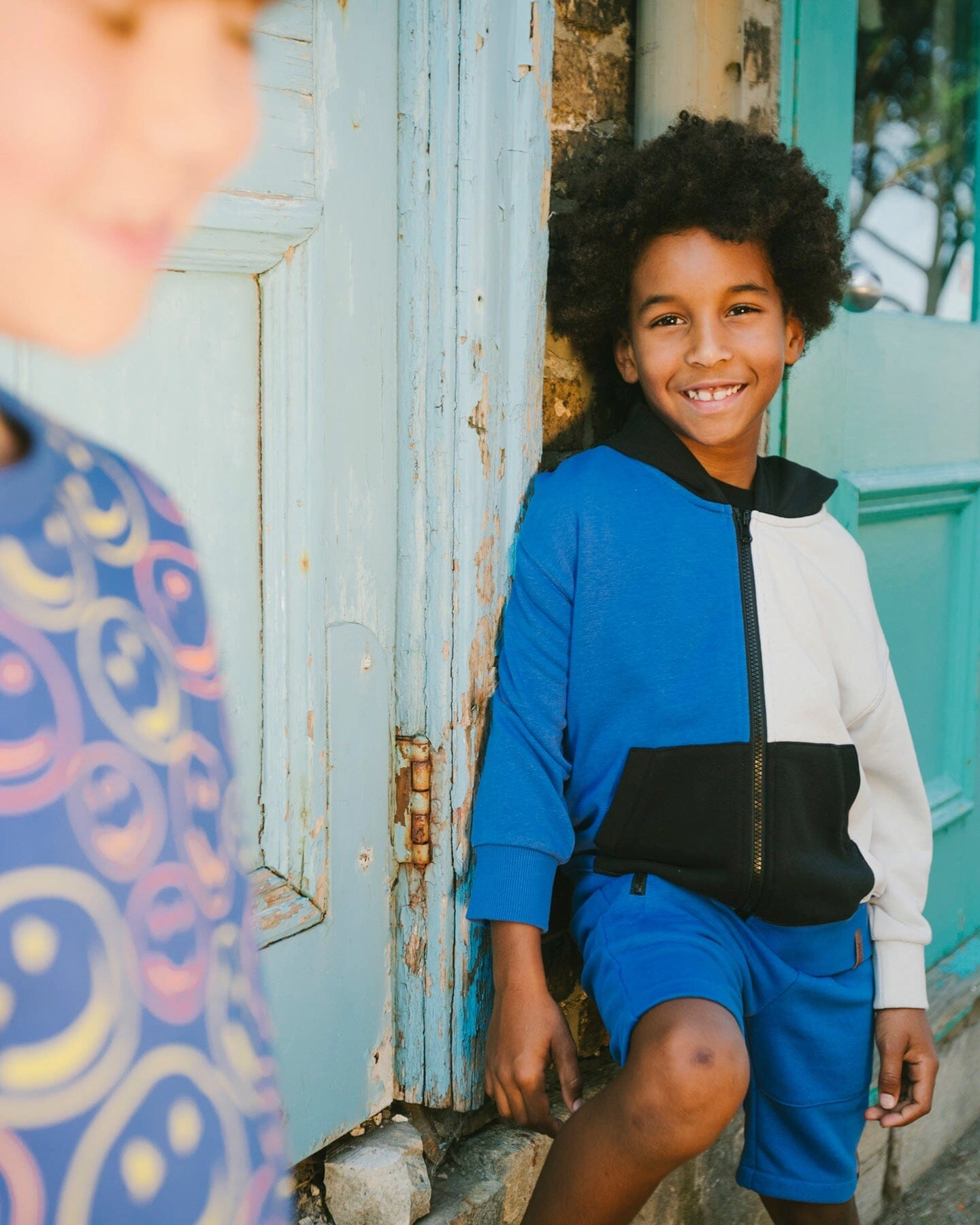 Deux par Boys Hooded French Terry Zip Front Pouch Pocket Cardigan