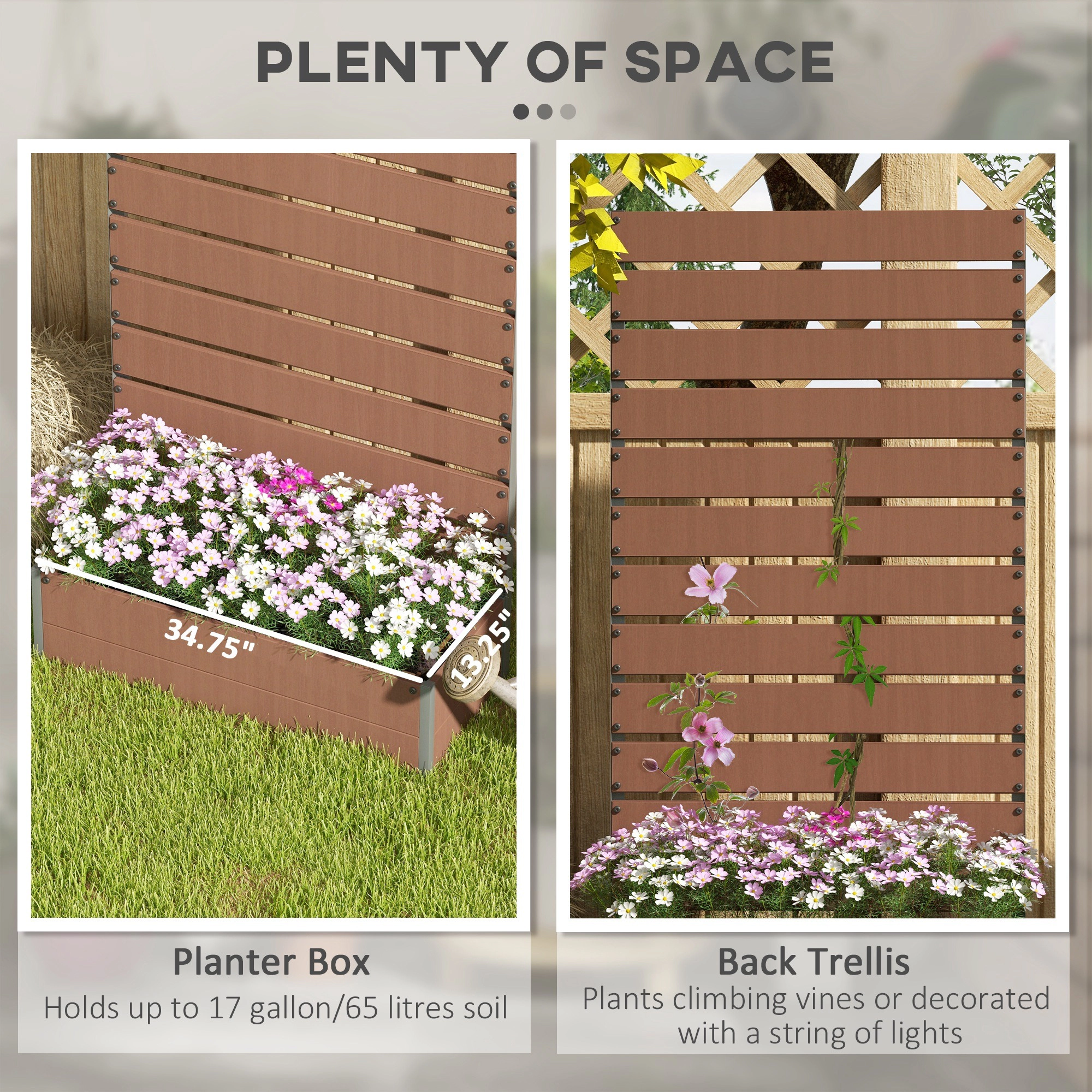HONGGE Trellis Planter for Climbing Plants, Raised Garden Bed with Trellis, Planter Box for Outdoor