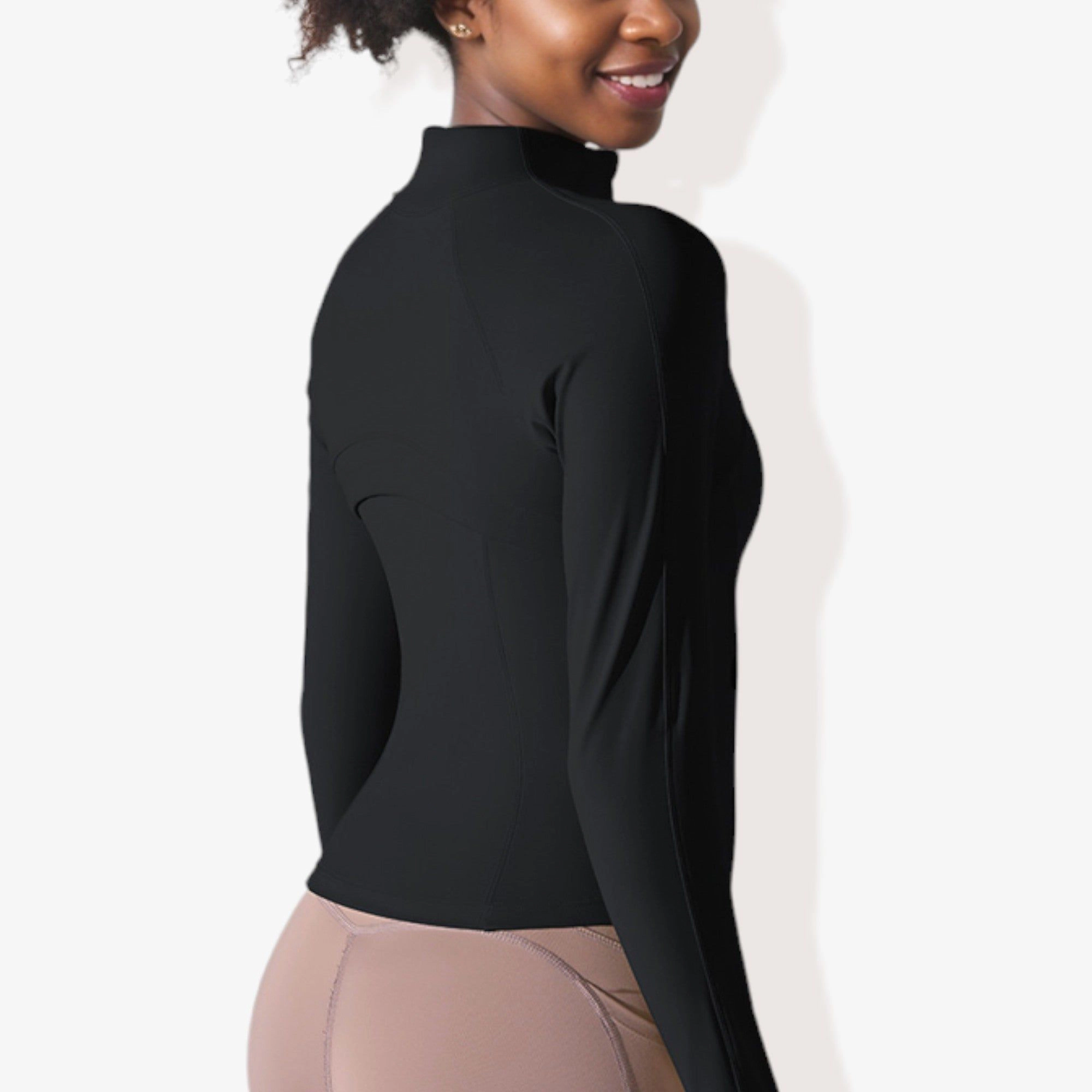 Anna-Kaci Women's Stretchy Long Sleeve High Neck Zip Pocket Sports Jacket