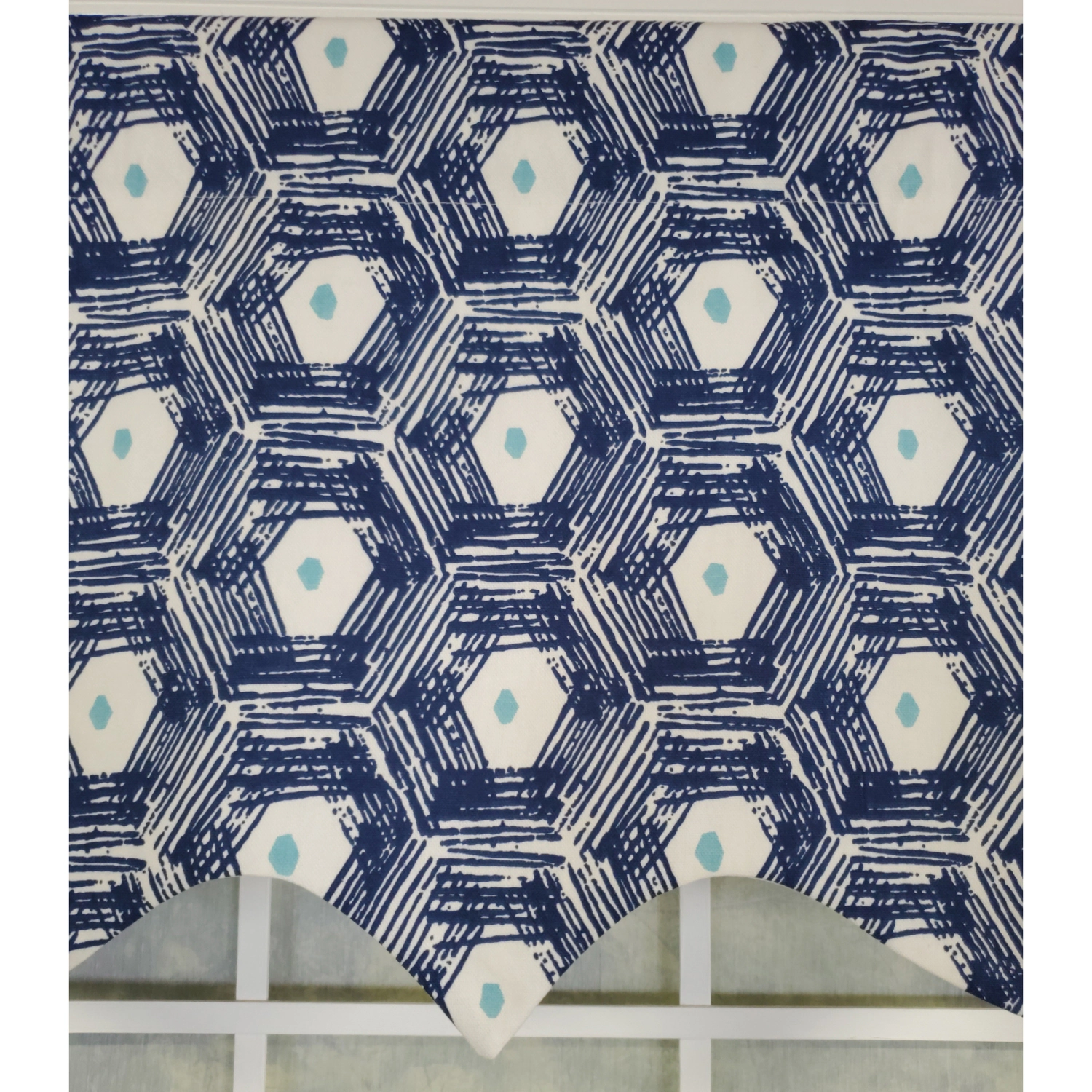 RLF Home 3" Rod Pocket High Quality Fabric Jerin Regal Valance for Windows 50" x 17" Navy