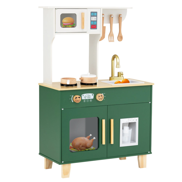 Hivvago Kids Play Kitchen with Microwave and Rotation Knobs for Girls Boys Aged 3-6