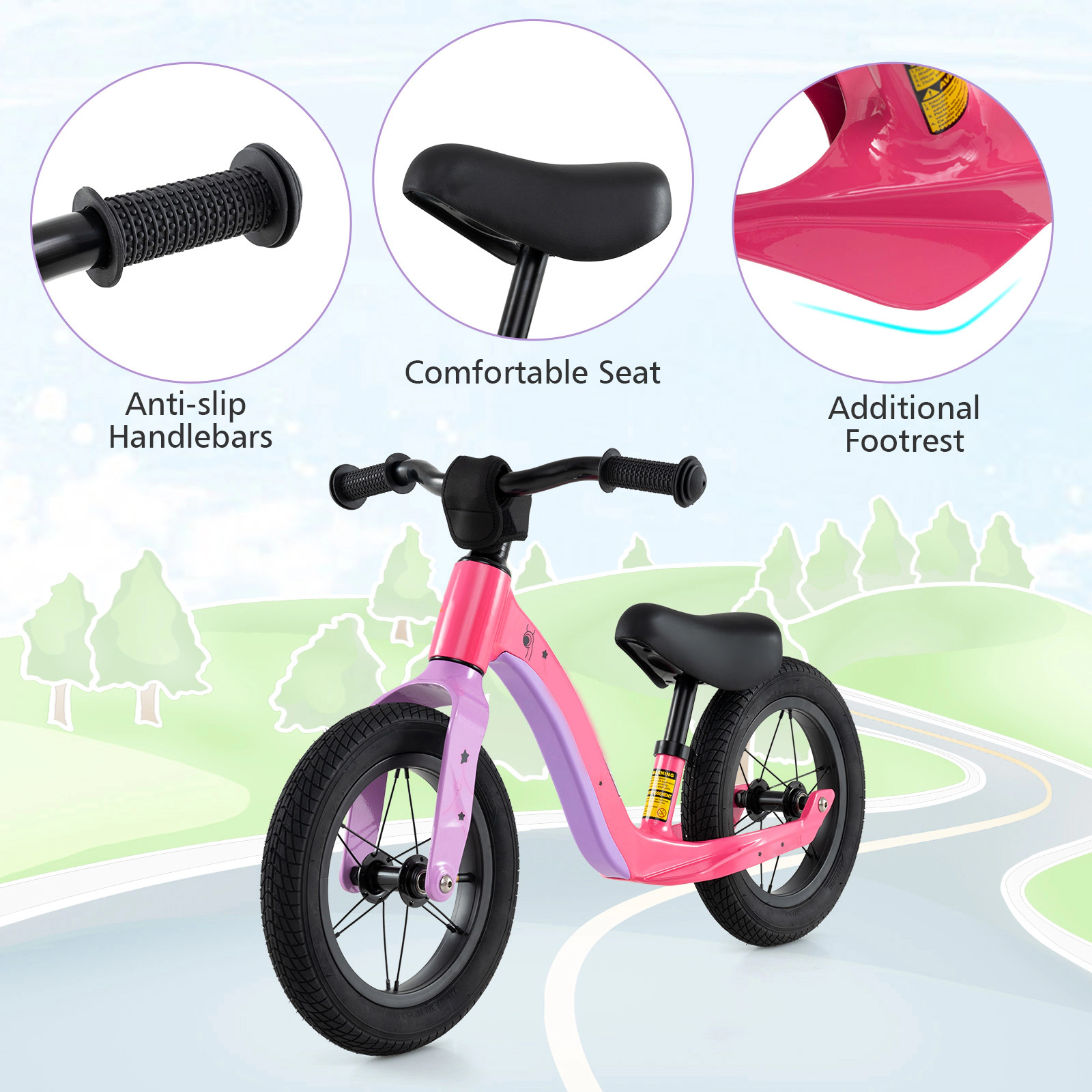 SUGIFT Adjustable Seat 360 Degree Rotatable Handlebar Kids 12 Inch Balance Bike